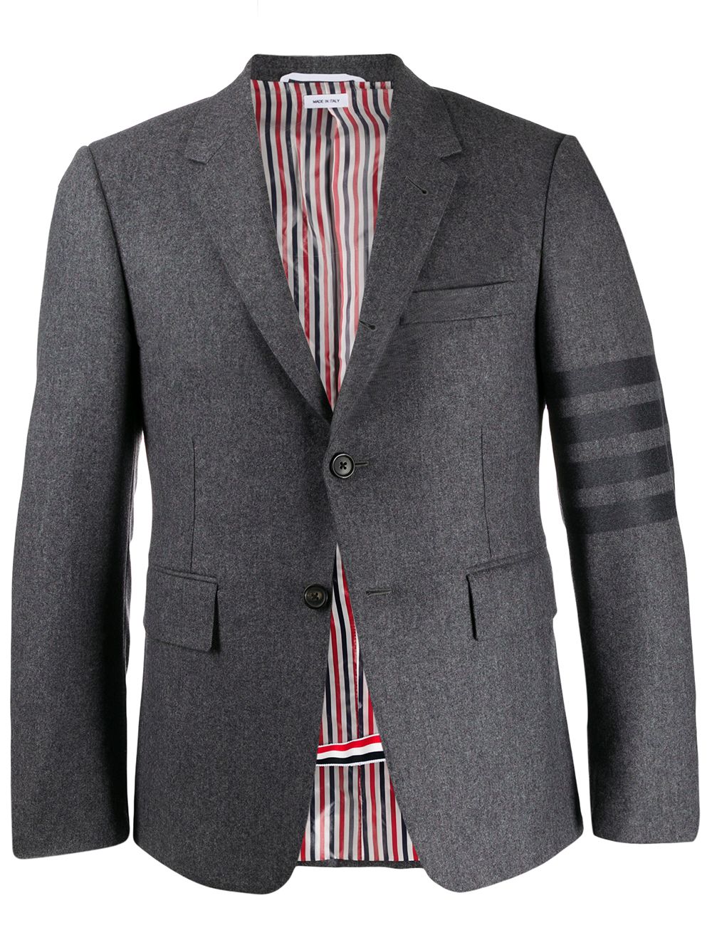 Thom Browne 法兰绒经典同色四条纹休闲西装夹克 - 灰色