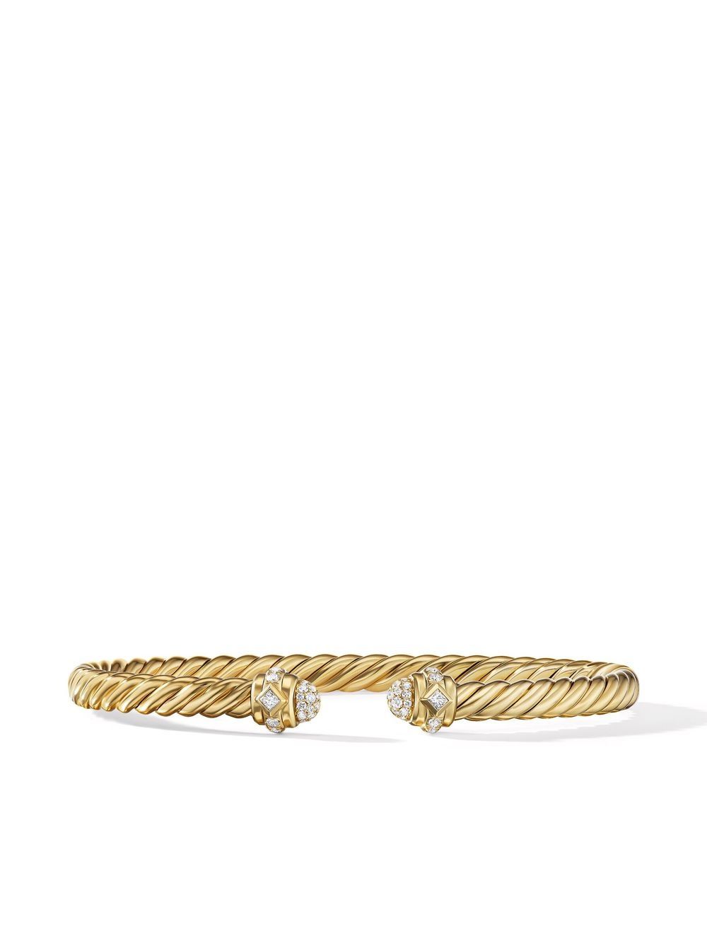 David Yurman Oval Cable Spiral 18K黄金钻石手链 - 金色