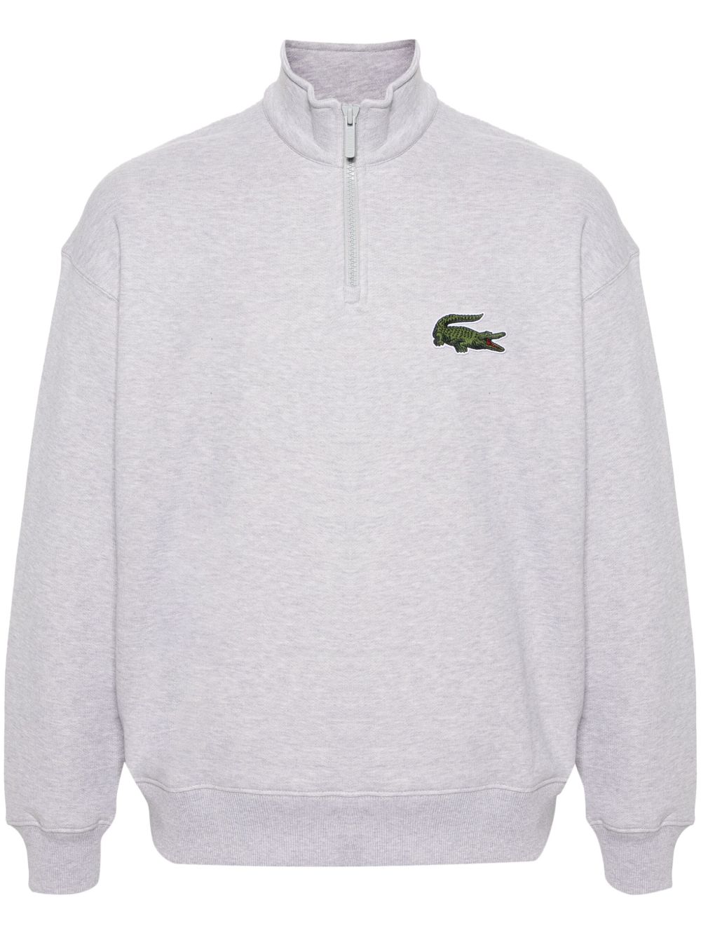 Lacoste 鳄鱼贴花拉链领卫衣 - 灰色