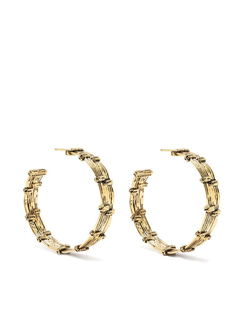 Aurelie Bidermann Ava 纹理大号圆形耳环 - 金色