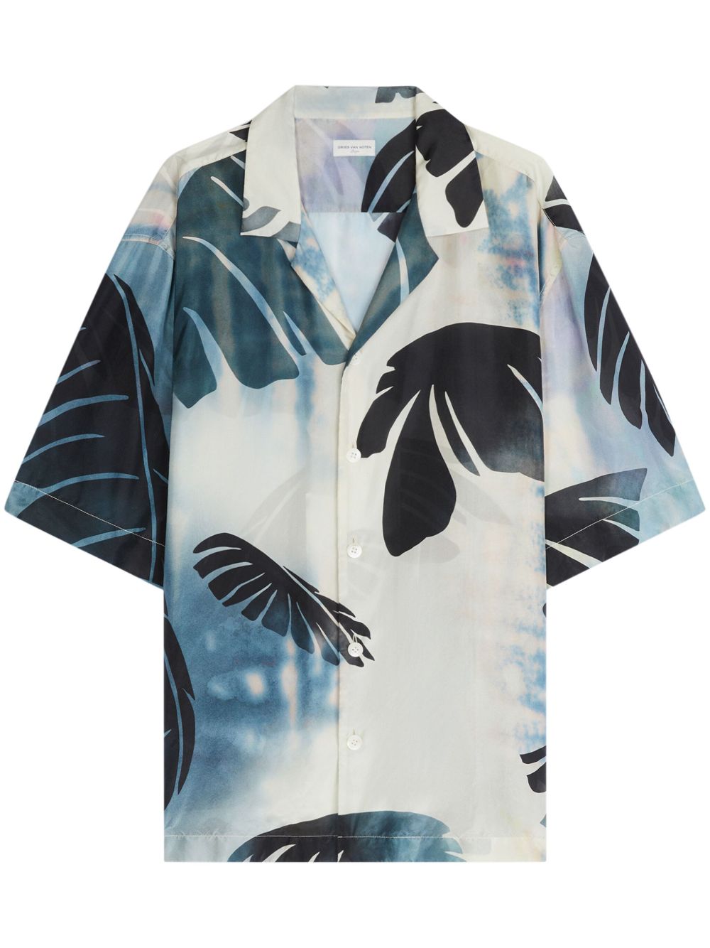 DRIES VAN NOTEN 棕树印花真丝衬衫 - 蓝色