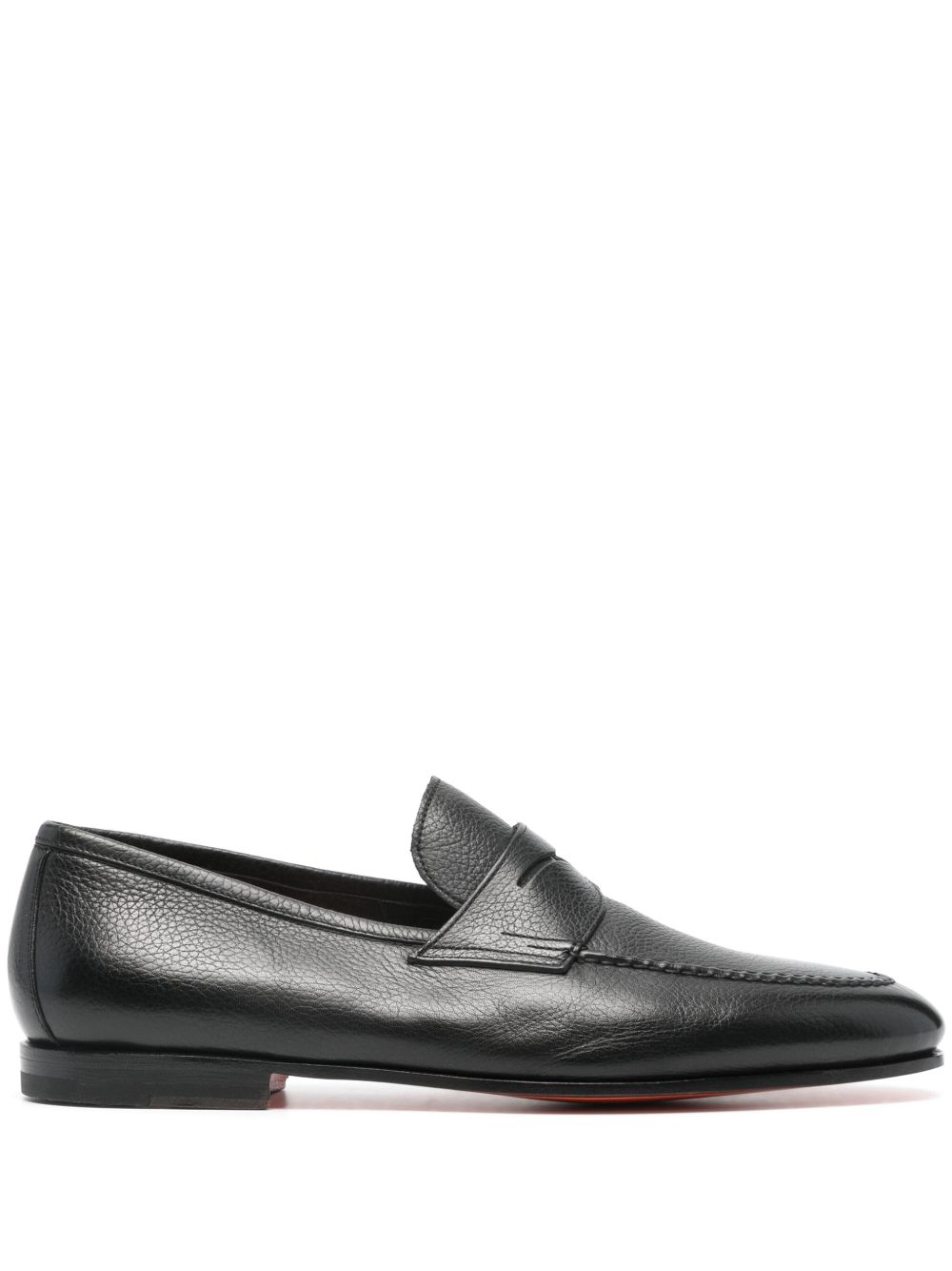 Santoni 便士槽皮质乐福鞋 - 黑色
