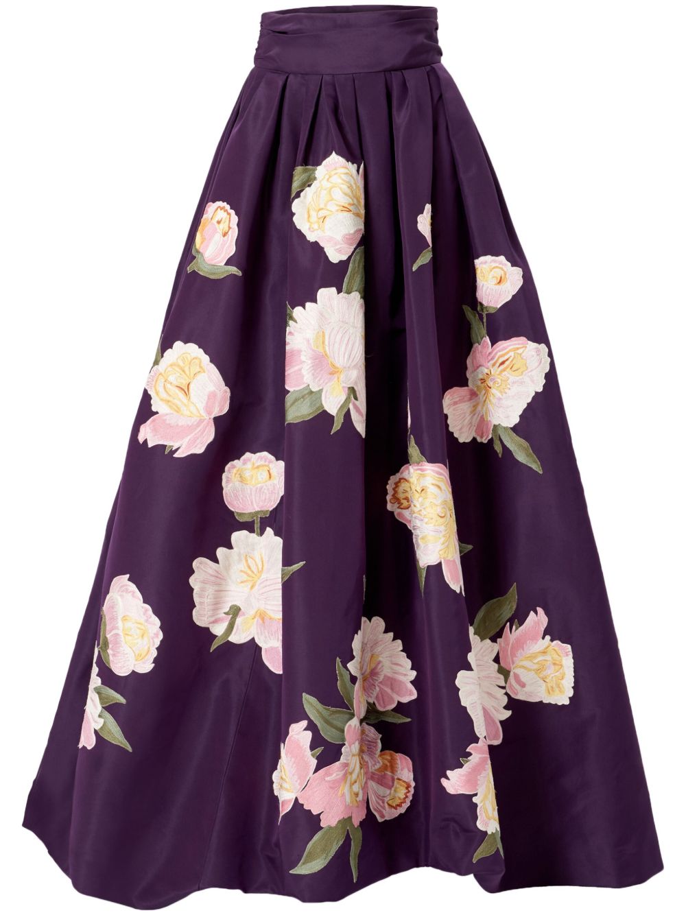 Carolina Herrera 花卉刺绣超长半身裙 - 紫色