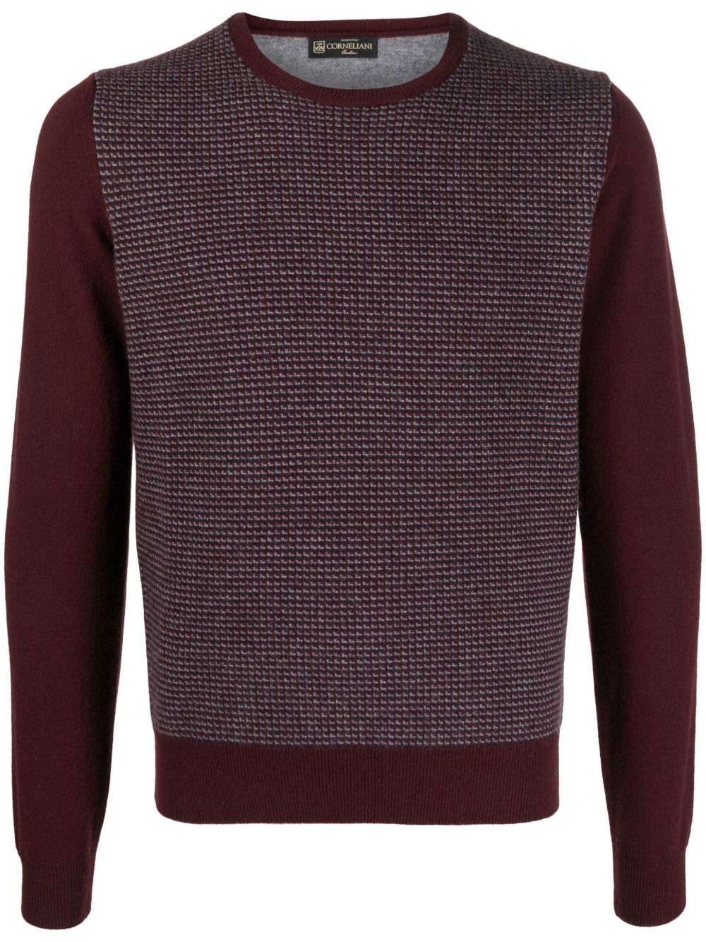 Corneliani 图案圆领针织毛衣 - 红色