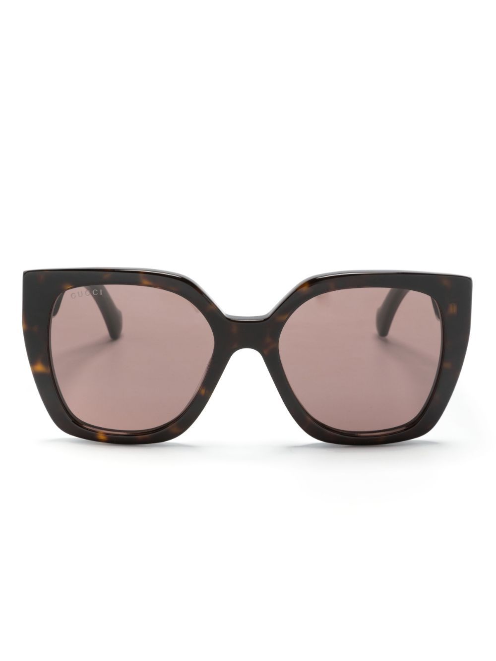 Gucci Eyewear 条纹织带方框太阳眼镜 - 褐色