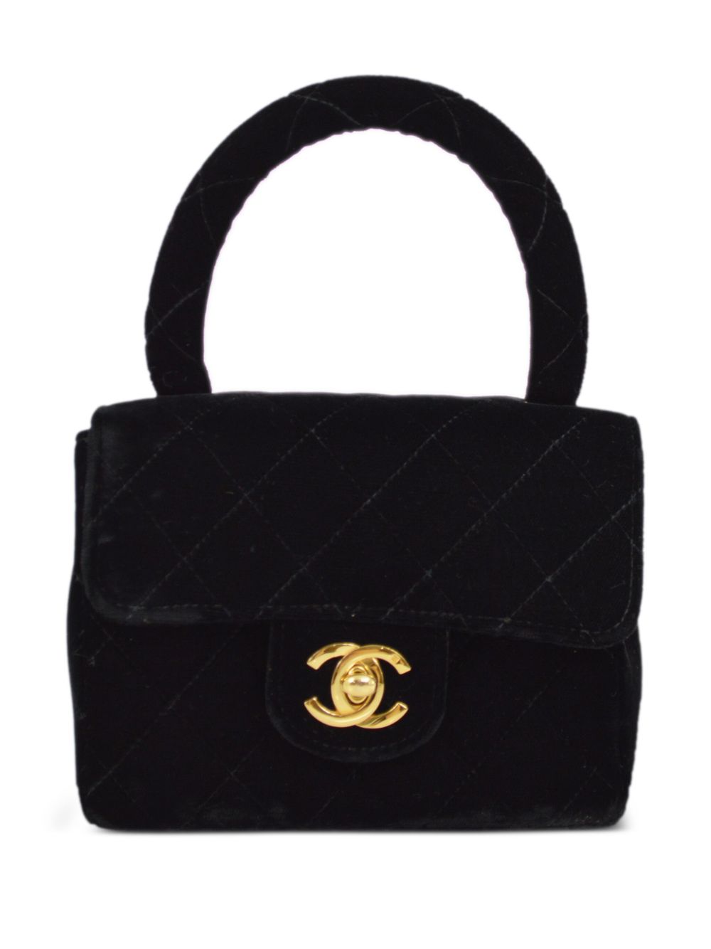 CHANEL Pre-Owned Kelly 菱纹绗缝迷你手提包（1995年典藏款） - 黑色