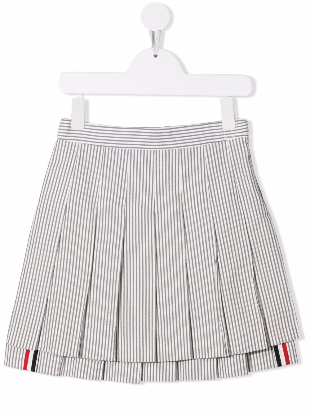 Thom Browne Kids RWB 条纹细节工字褶半身裙 - 灰色