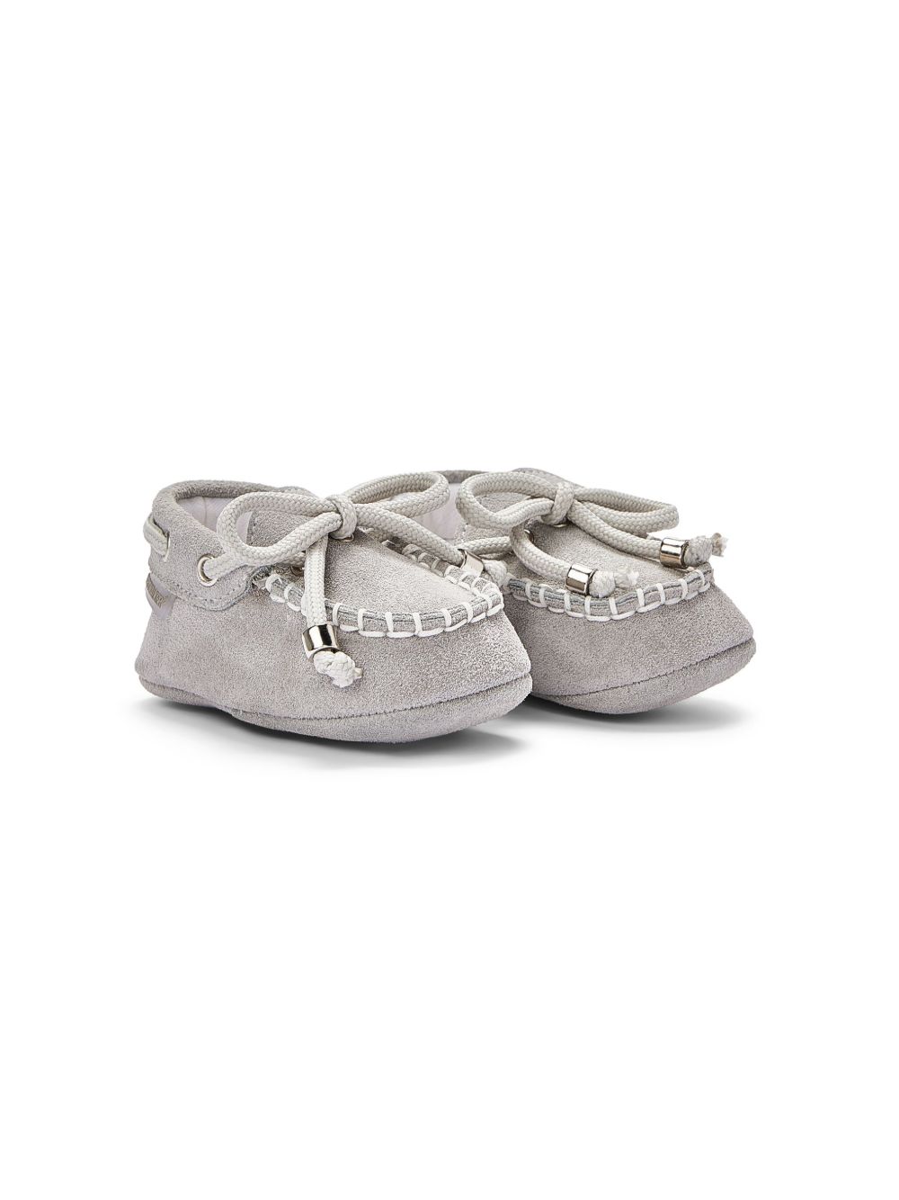 BabyWalker 锁缝针脚边饰绒面皮学步鞋 - 灰色