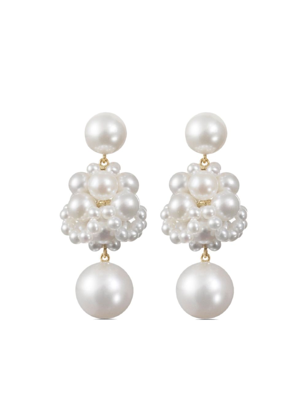 Sophie Bille Brahe 14K环保再生黄金 Dora 淡水珍珠耳环 - 金色