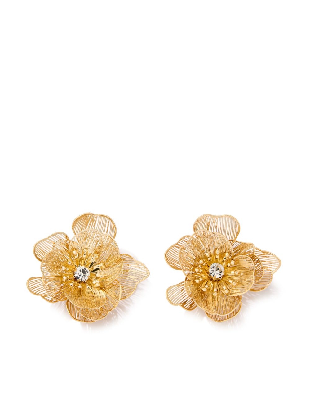 Carolina Herrera Flower 铆钉缀饰耳环 - 金色