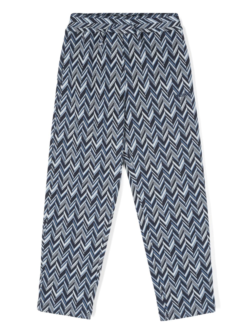 Missoni Kids 人字斜纹针织长裤 - 蓝色