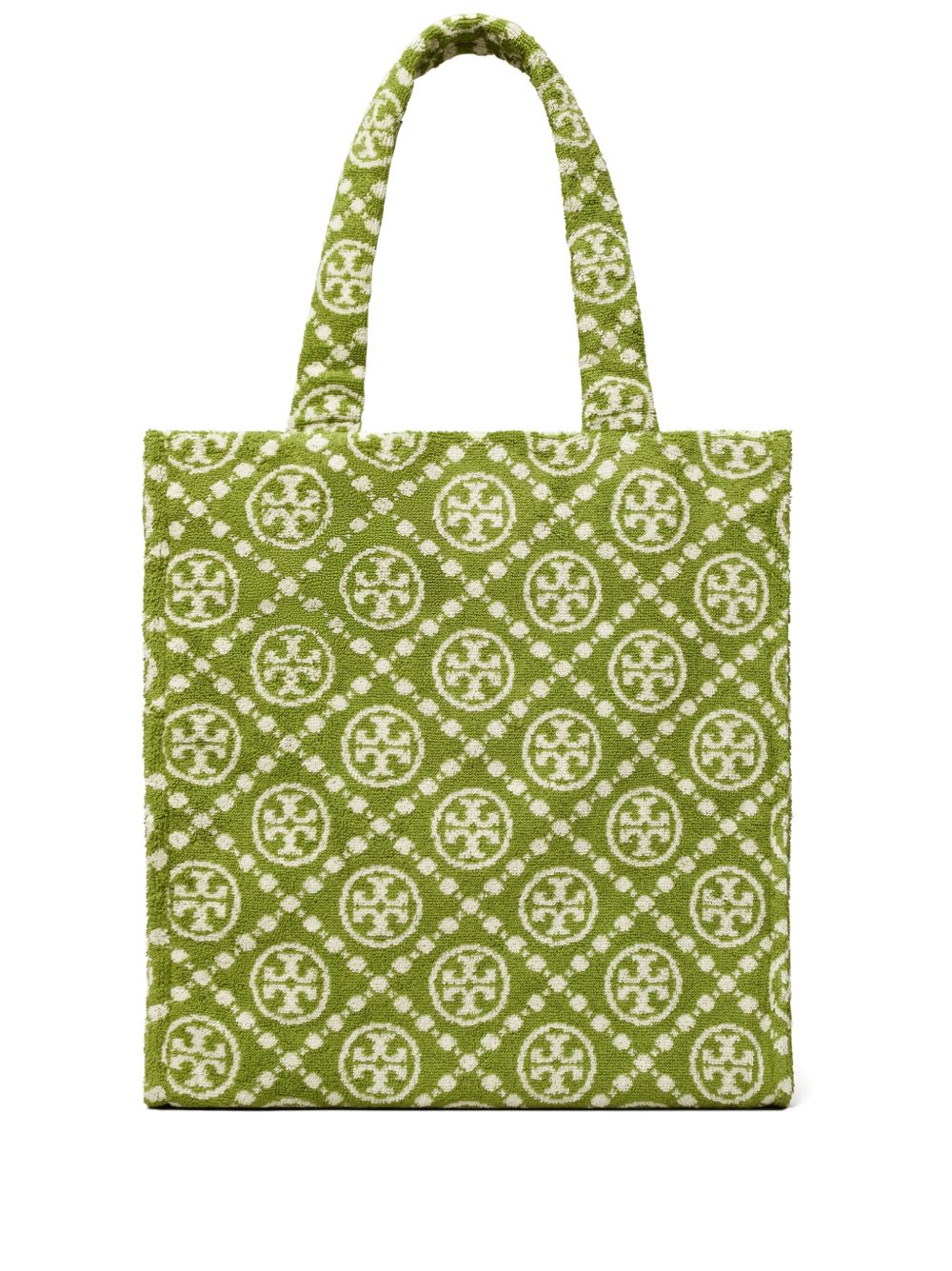 Tory Burch T Monogram 毛巾布花手提包 - 绿色