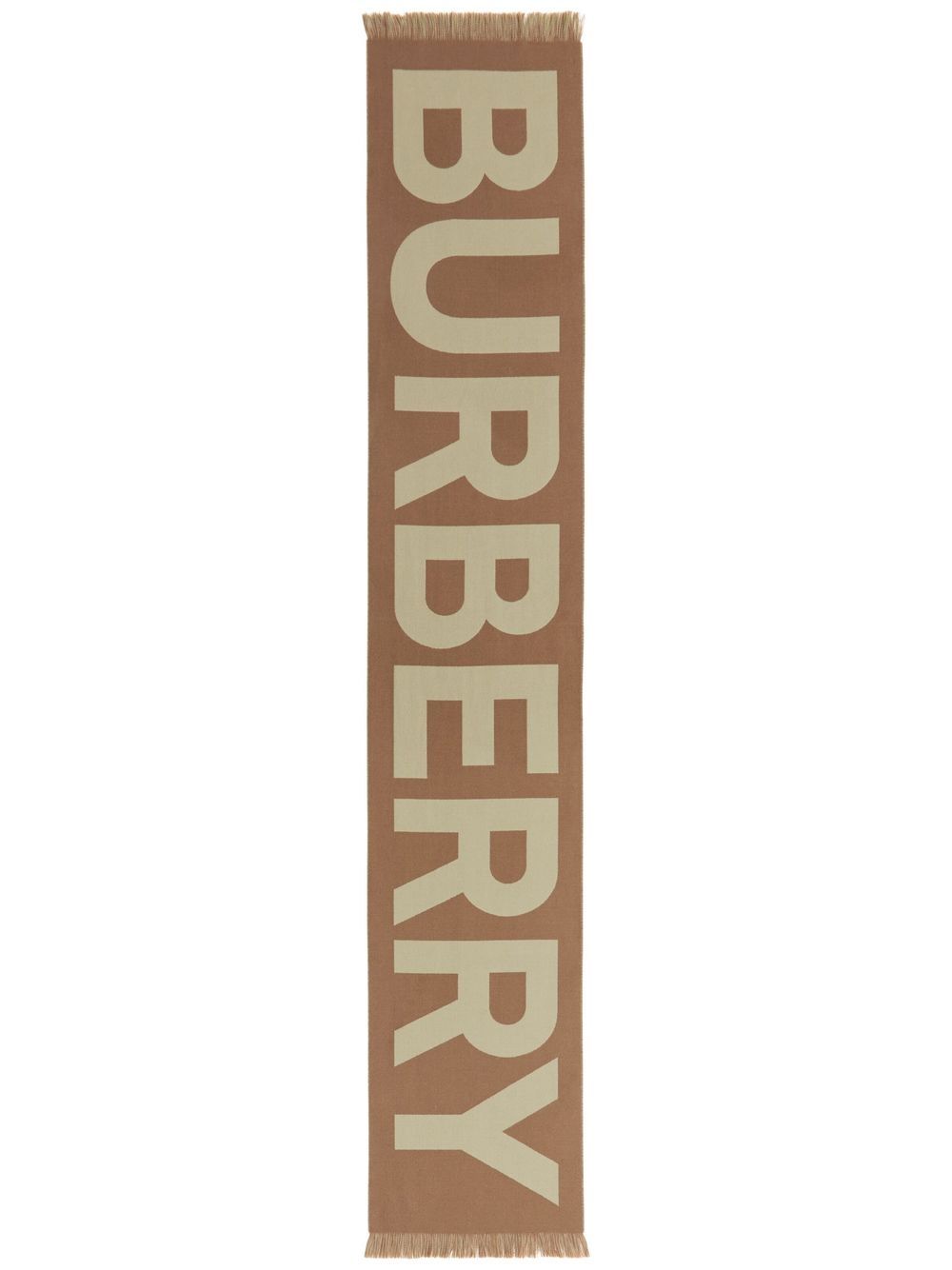 Burberry logo提花羊毛围巾 - 褐色