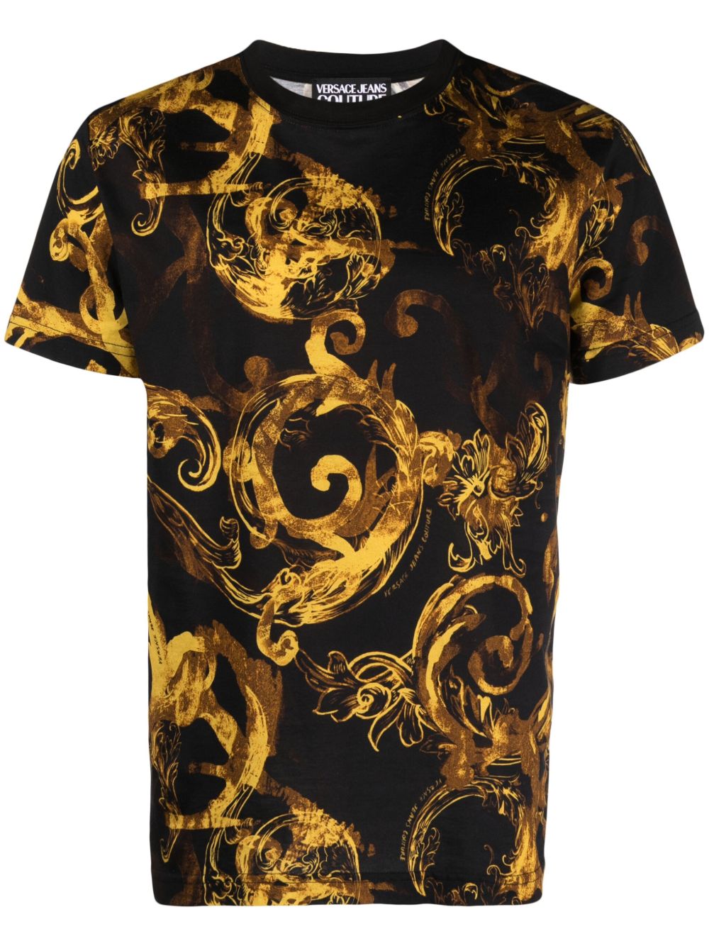 Versace Jeans Couture 巴洛克印花棉T恤 - 黑色