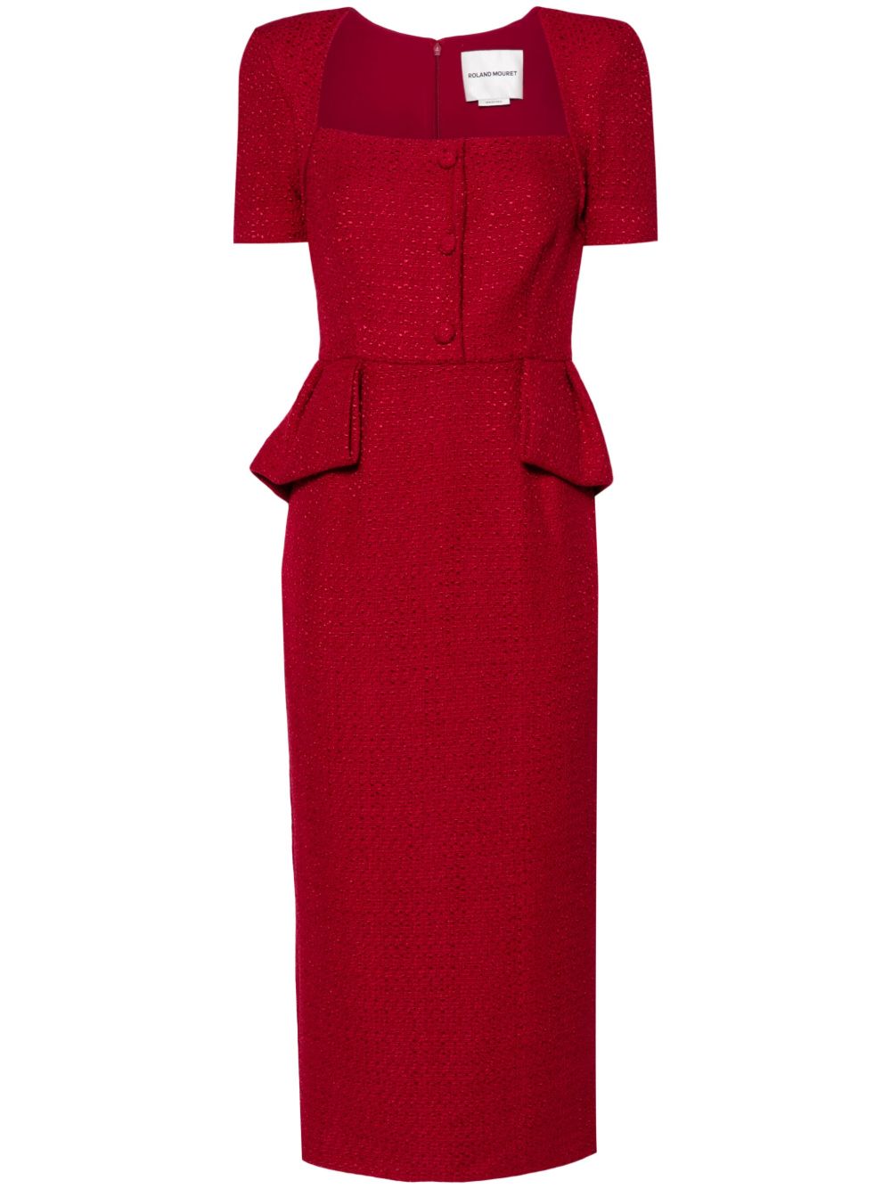 Roland Mouret 仿羔皮呢中长连衣裙 - 红色