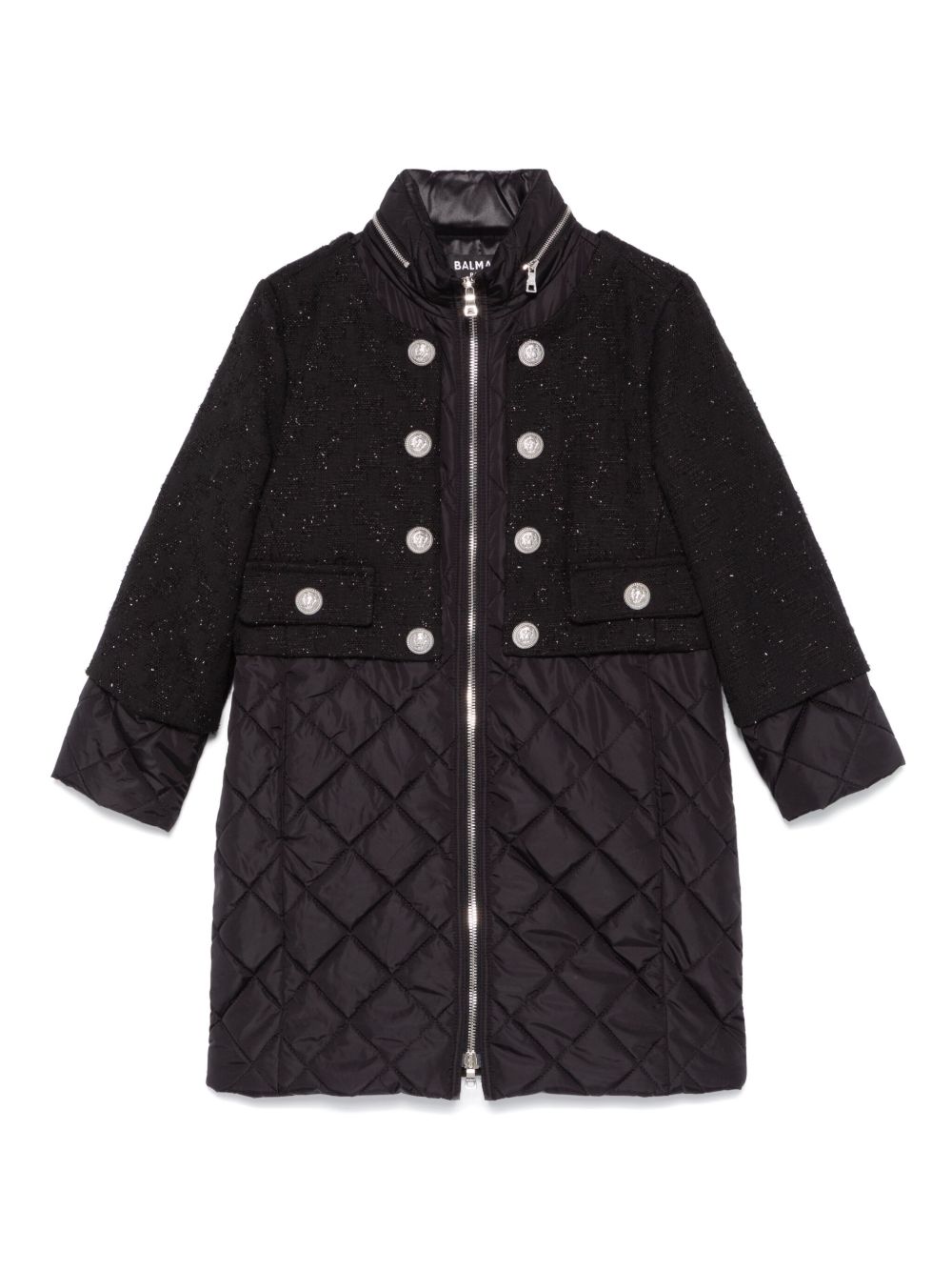 Balmain Kids 拼接设计外套 - 黑色