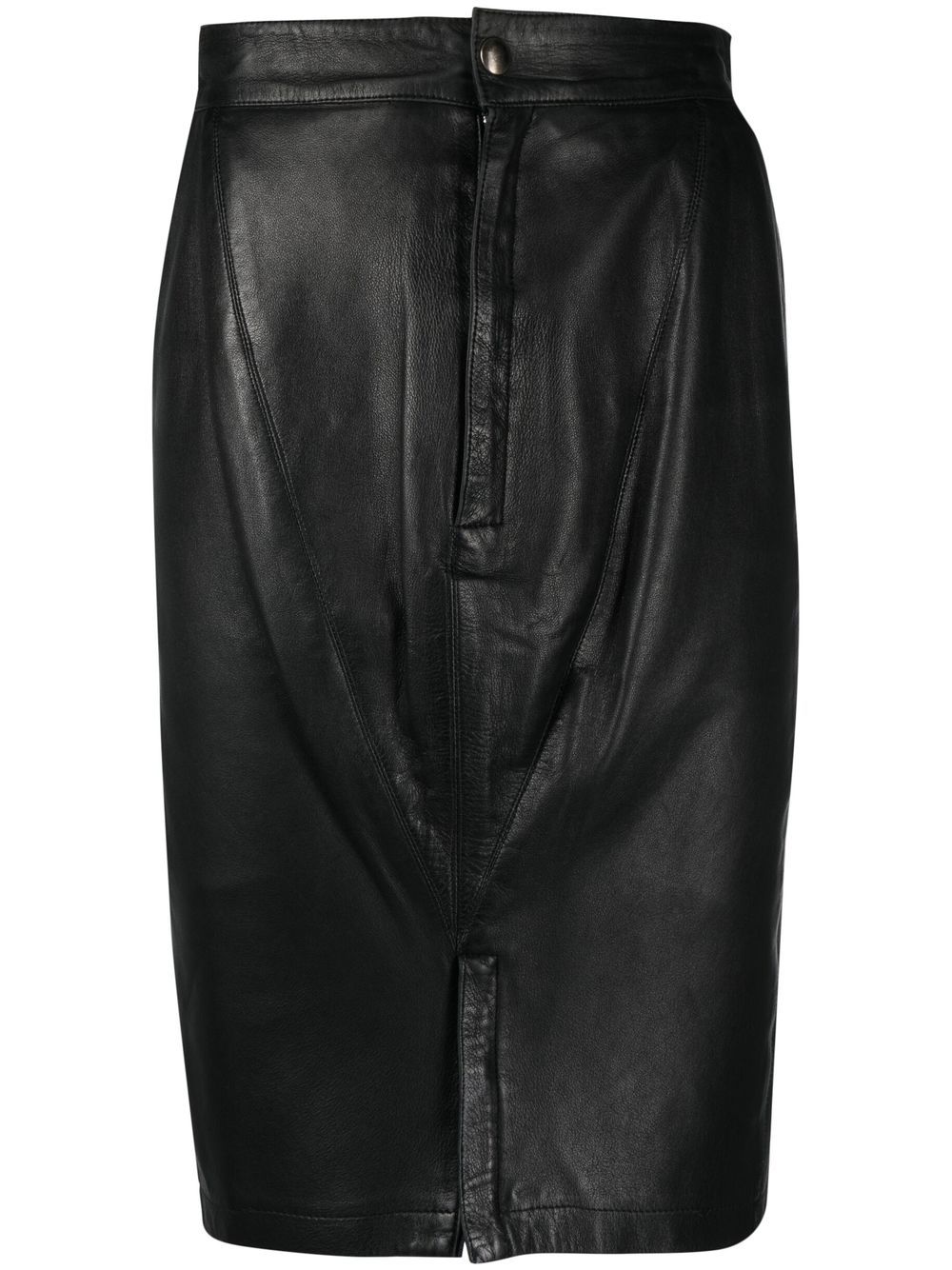Alaïa Pre-Owned 贴身皮质半身裙（1980年代典藏款） - 黑色
