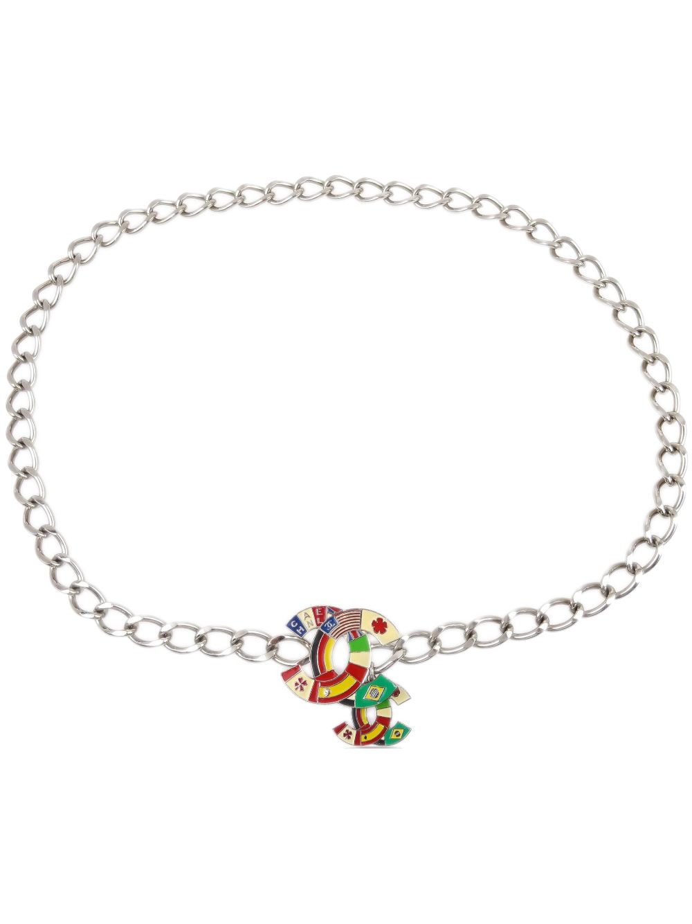 CHANEL Pre-Owned CC 旗帜链式腰带（典藏款） - 银色
