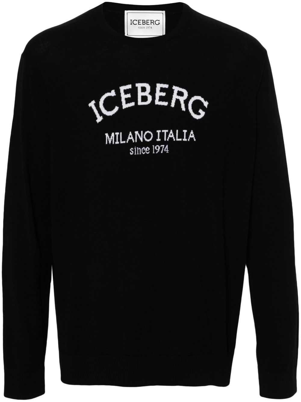 Iceberg logo提花毛衣 - 黑色