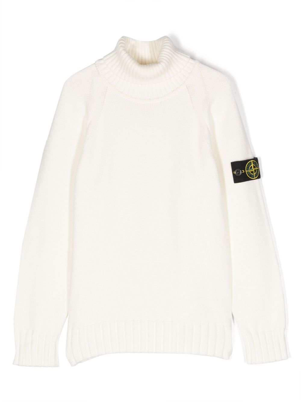 Stone Island Junior 罗盘徽章高领毛衣 - 白色