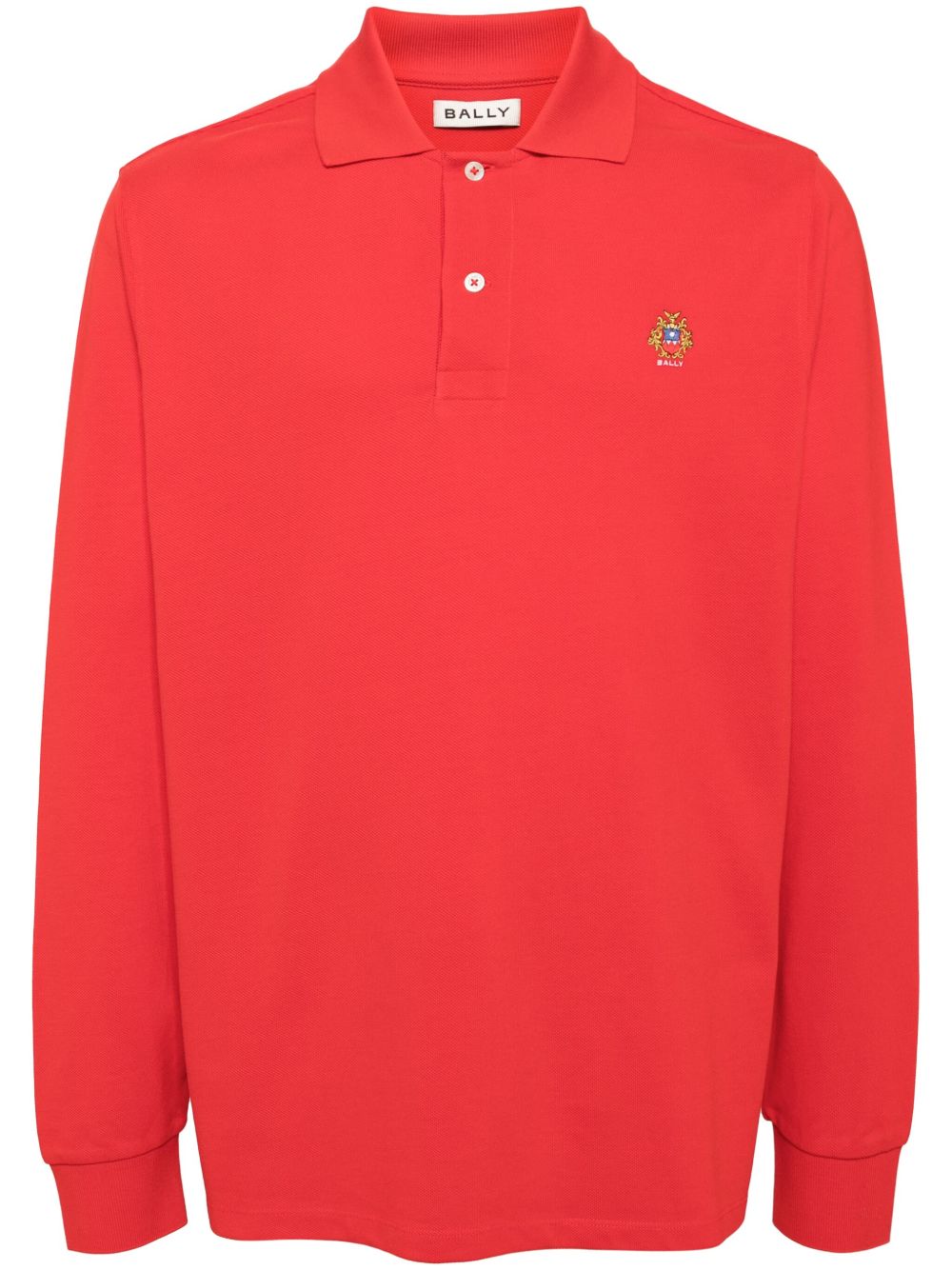 Bally logo贴花长袖polo衫 - 红色