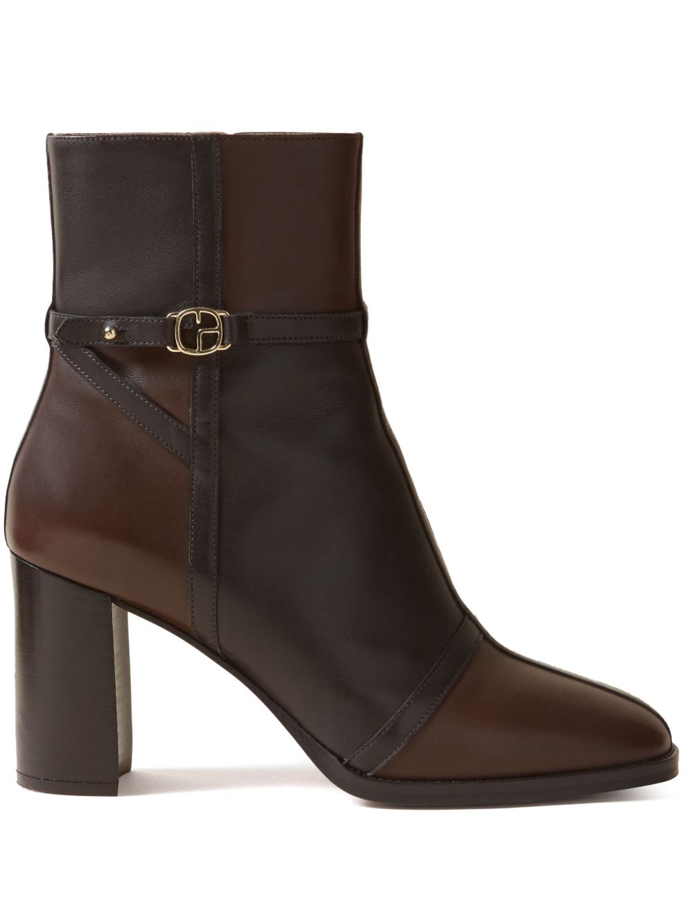 Claudie Pierlot 拼贴设计中跟靴（7.5厘米） - 褐色