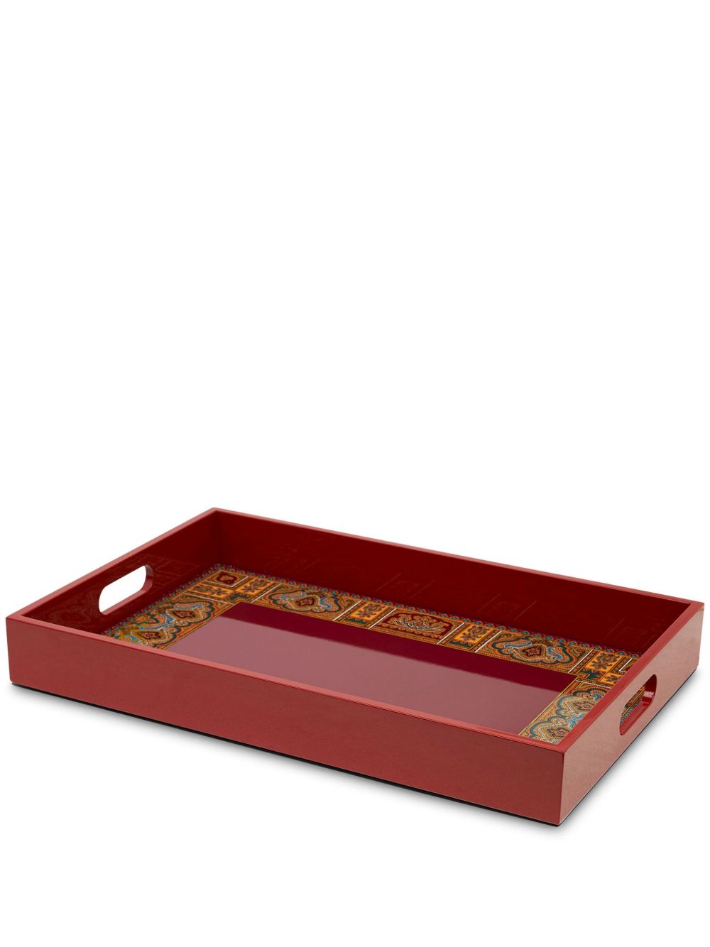 ETRO HOME 佩斯理印花木质托盘 - 红色