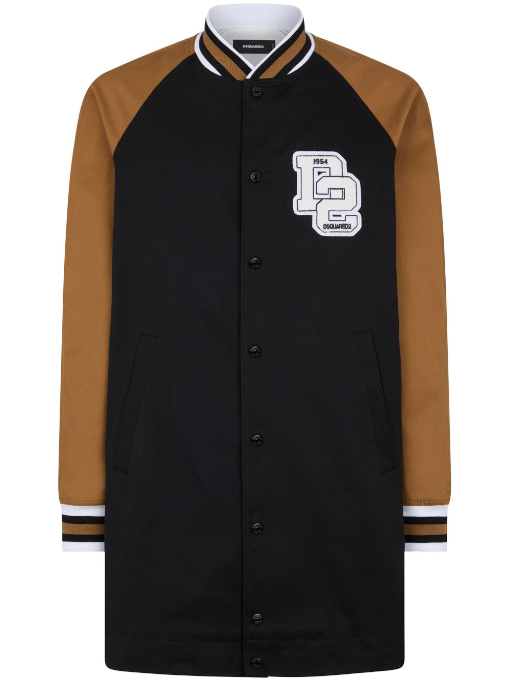 DSQUARED2 logo 贴花单排扣外套 - 黑色