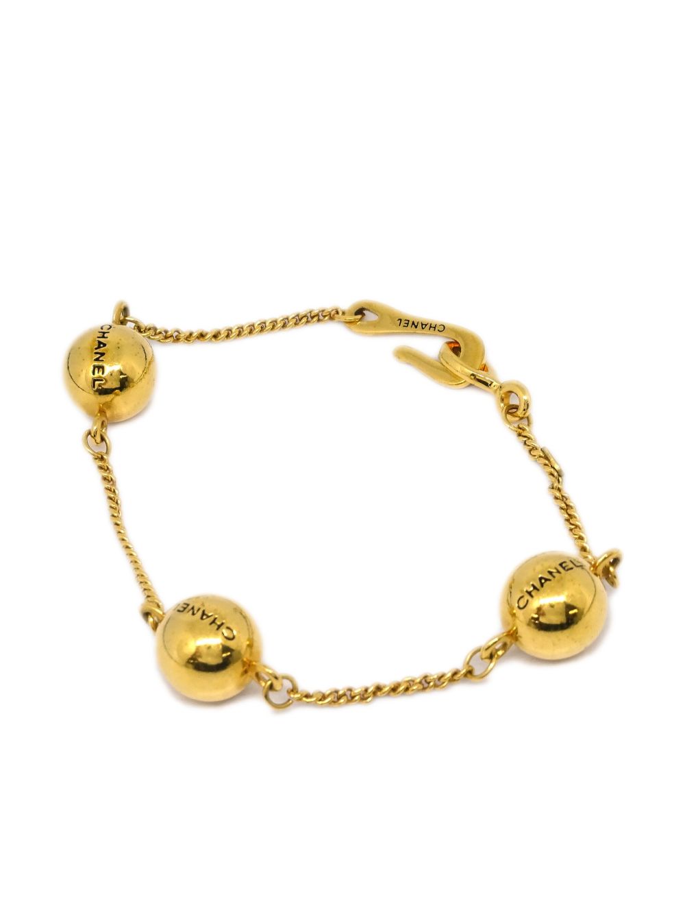CHANEL Pre-Owned logo雕刻手链（1998年典藏款） - 金色