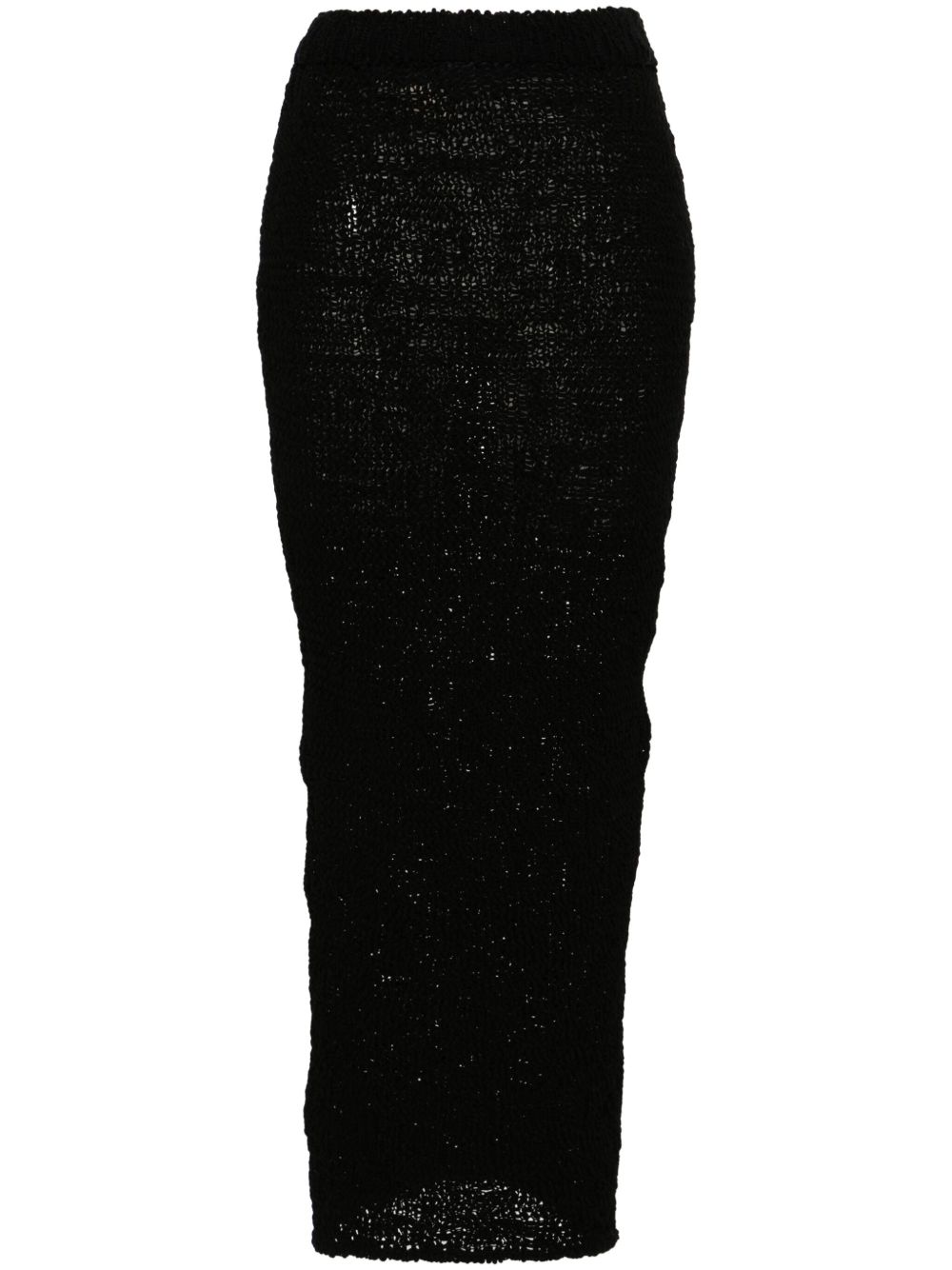 Alexandre Vauthier 直筒钩编针织超长半身裙 - 黑色