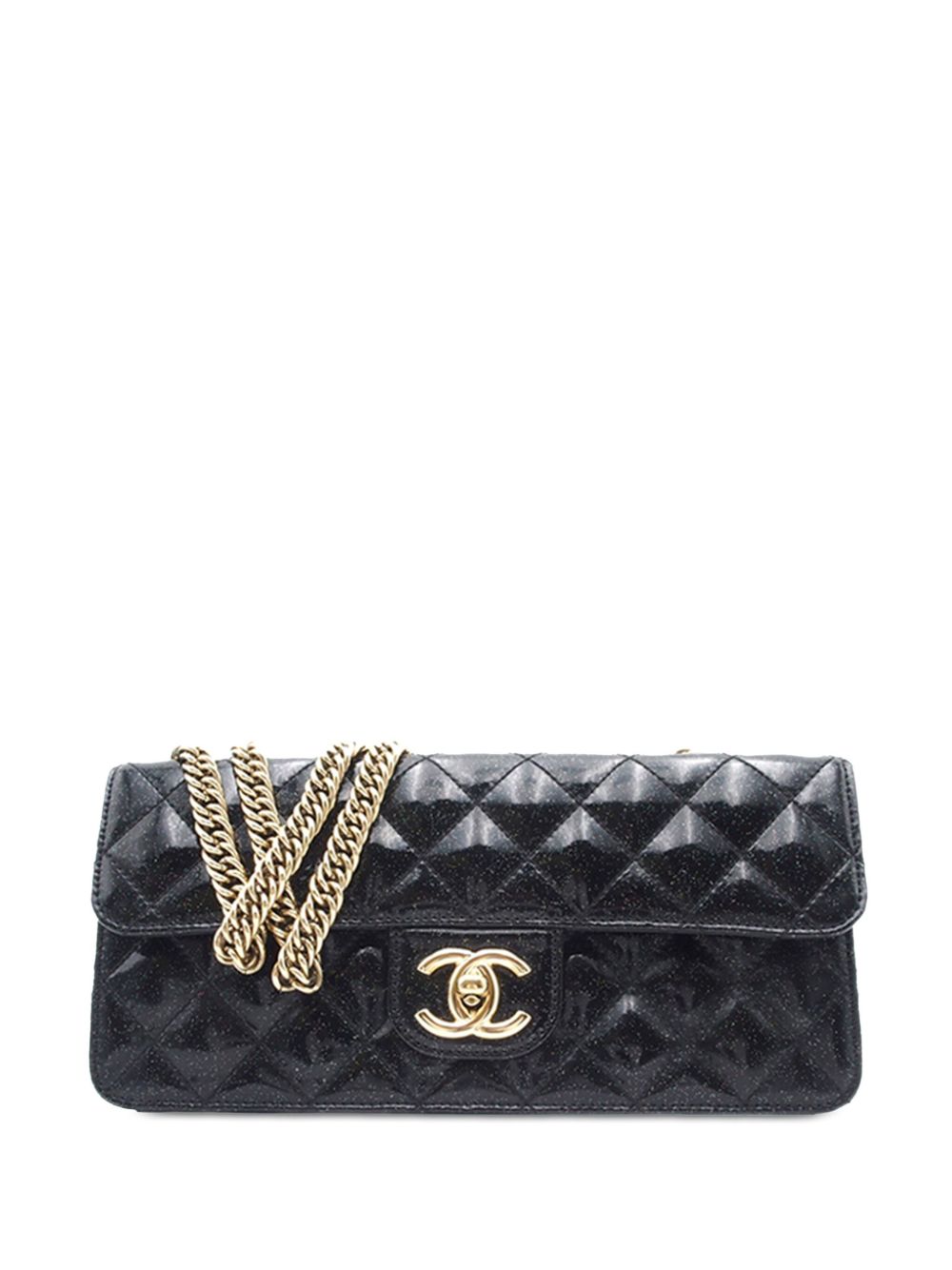 CHANEL Pre-Owned Quilted Patent Glitter Evening Star East West Flap 单肩包（2008-2009年典藏款） - 黑色