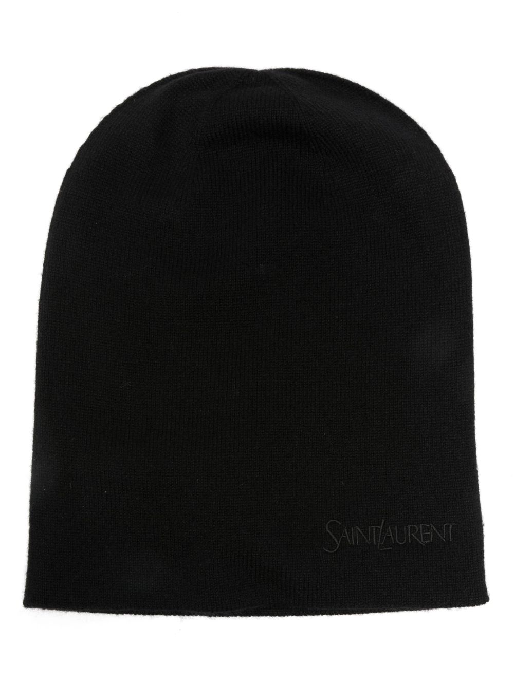Saint Laurent logo刺绣套头帽 - 黑色
