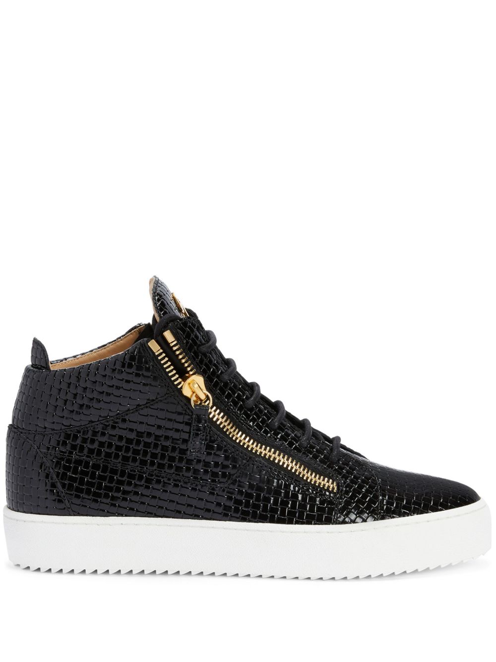 Giuseppe Zanotti Kris 编织皮质运动鞋 - 黑色