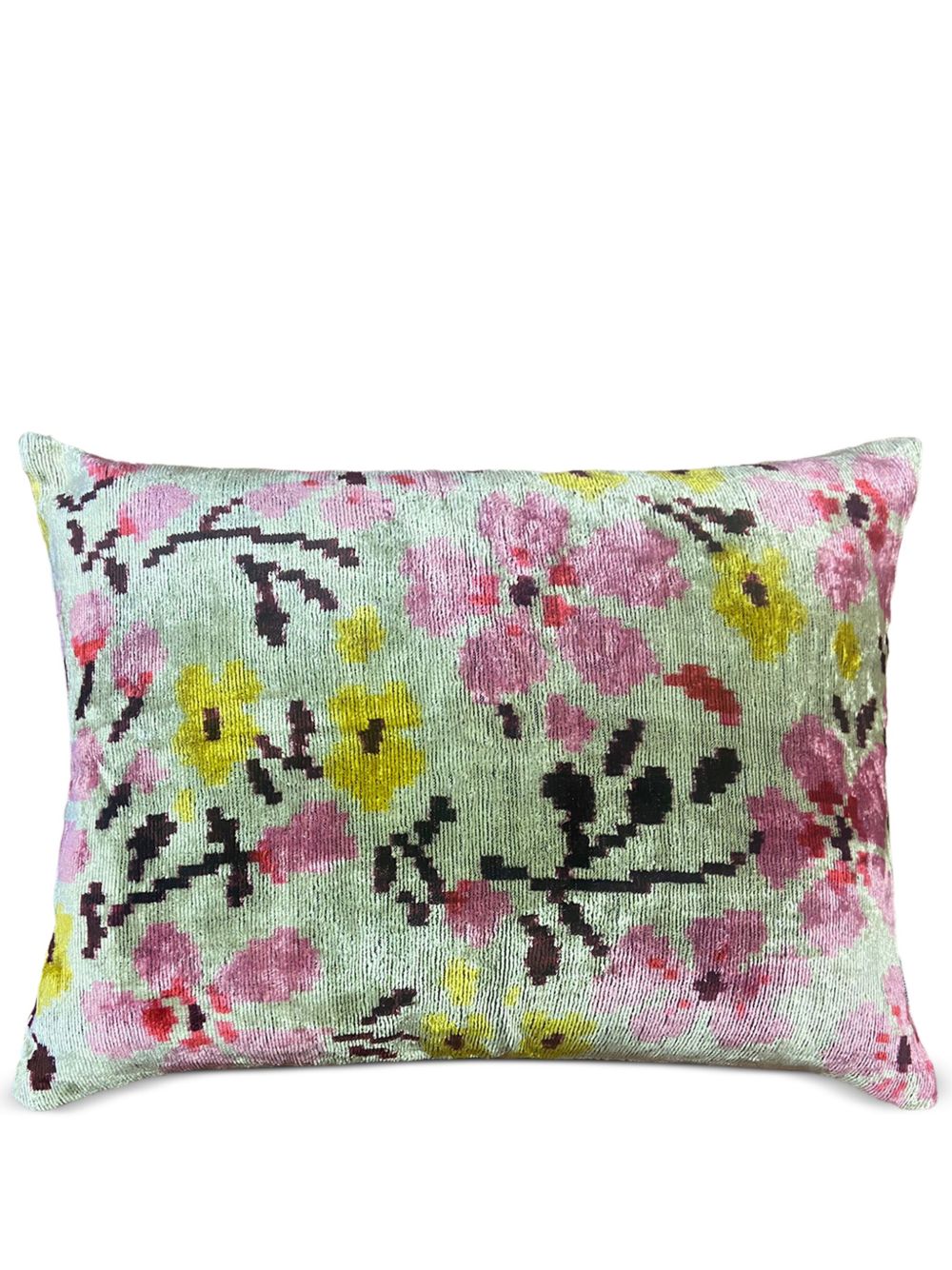 Les-Ottomans Flowers 丝绒抱枕（50厘米 x 40厘米） - 绿色