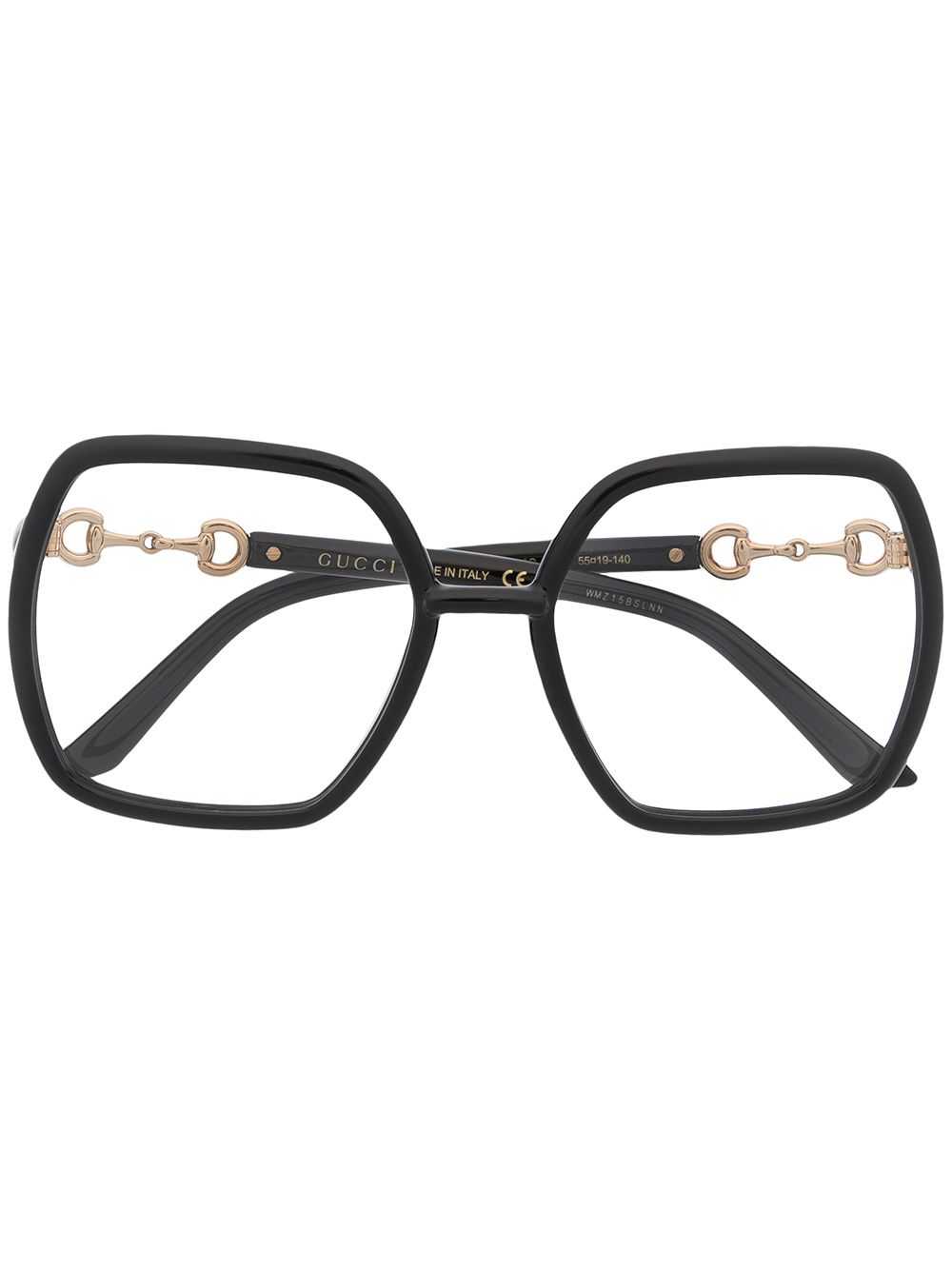 Gucci Eyewear 马衔扣细节超大框眼镜 - 黑色