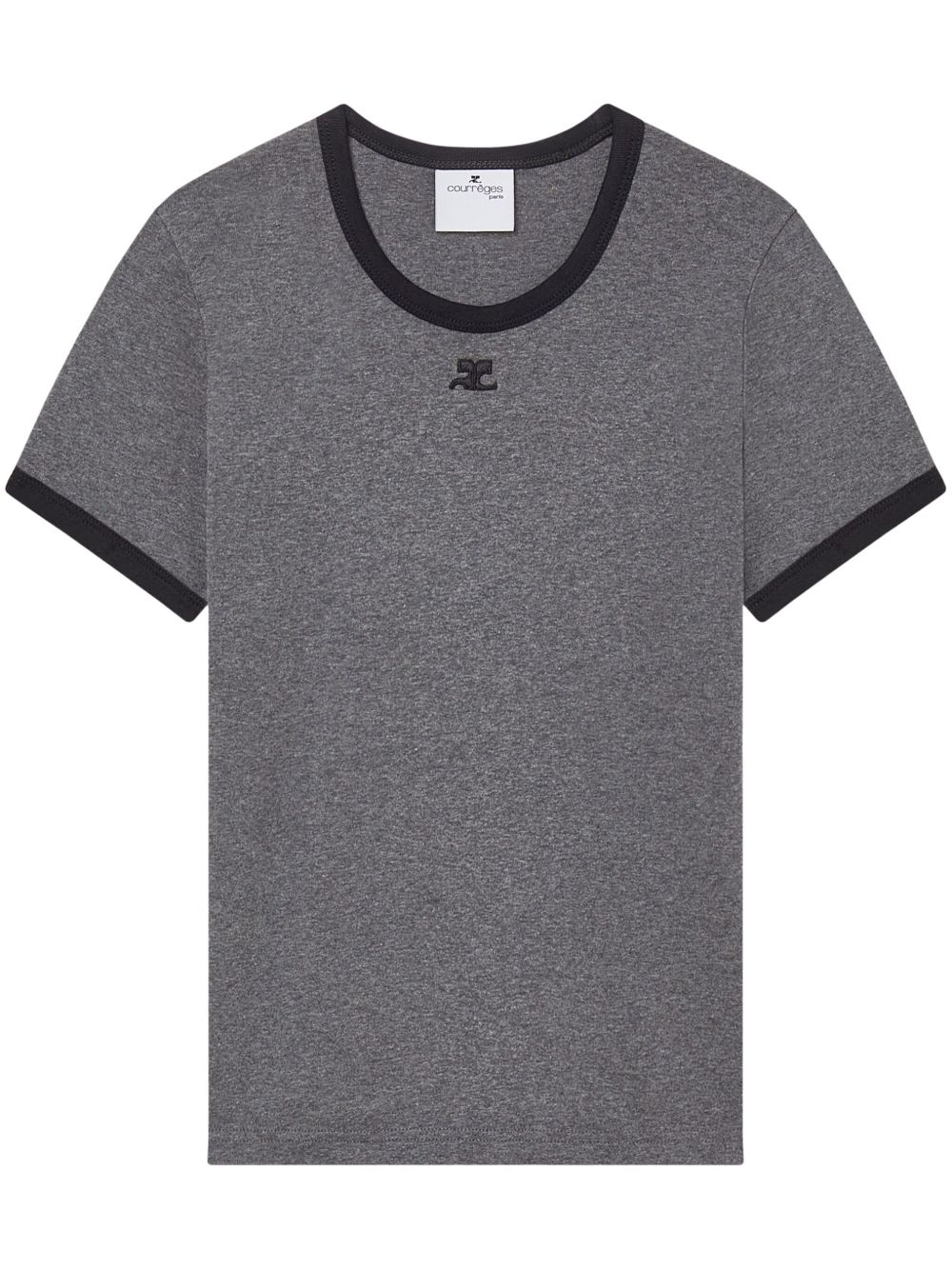 Courrèges logo刺绣棉T恤 - 灰色