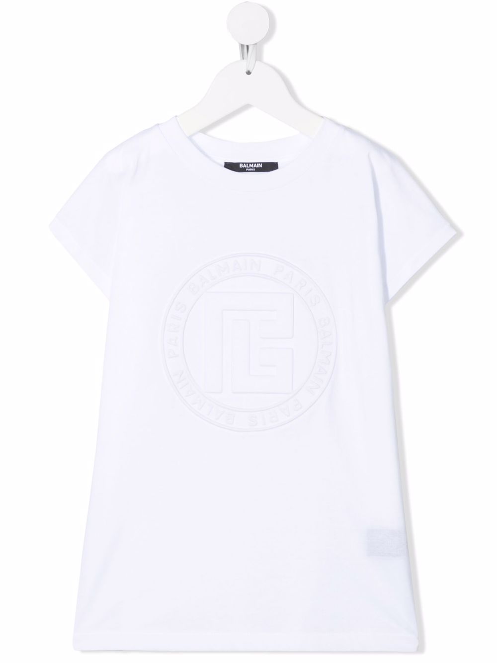 Balmain Kids 巴尔曼 logo压纹T恤式连衣裙 - 白色