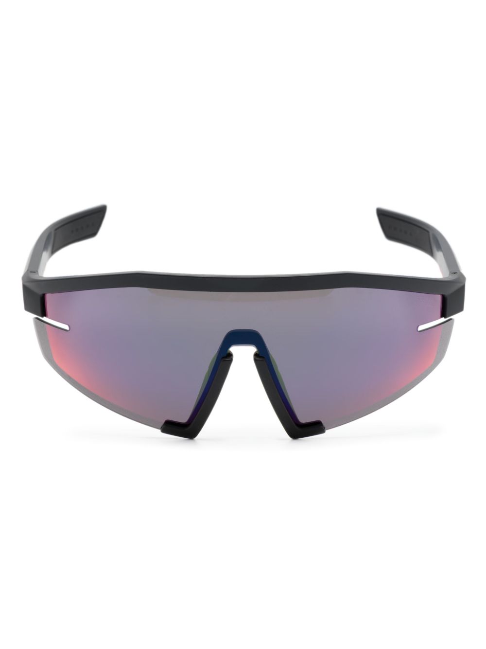Prada Eyewear Linea Rossa 盾形框太阳眼镜 - 黑色