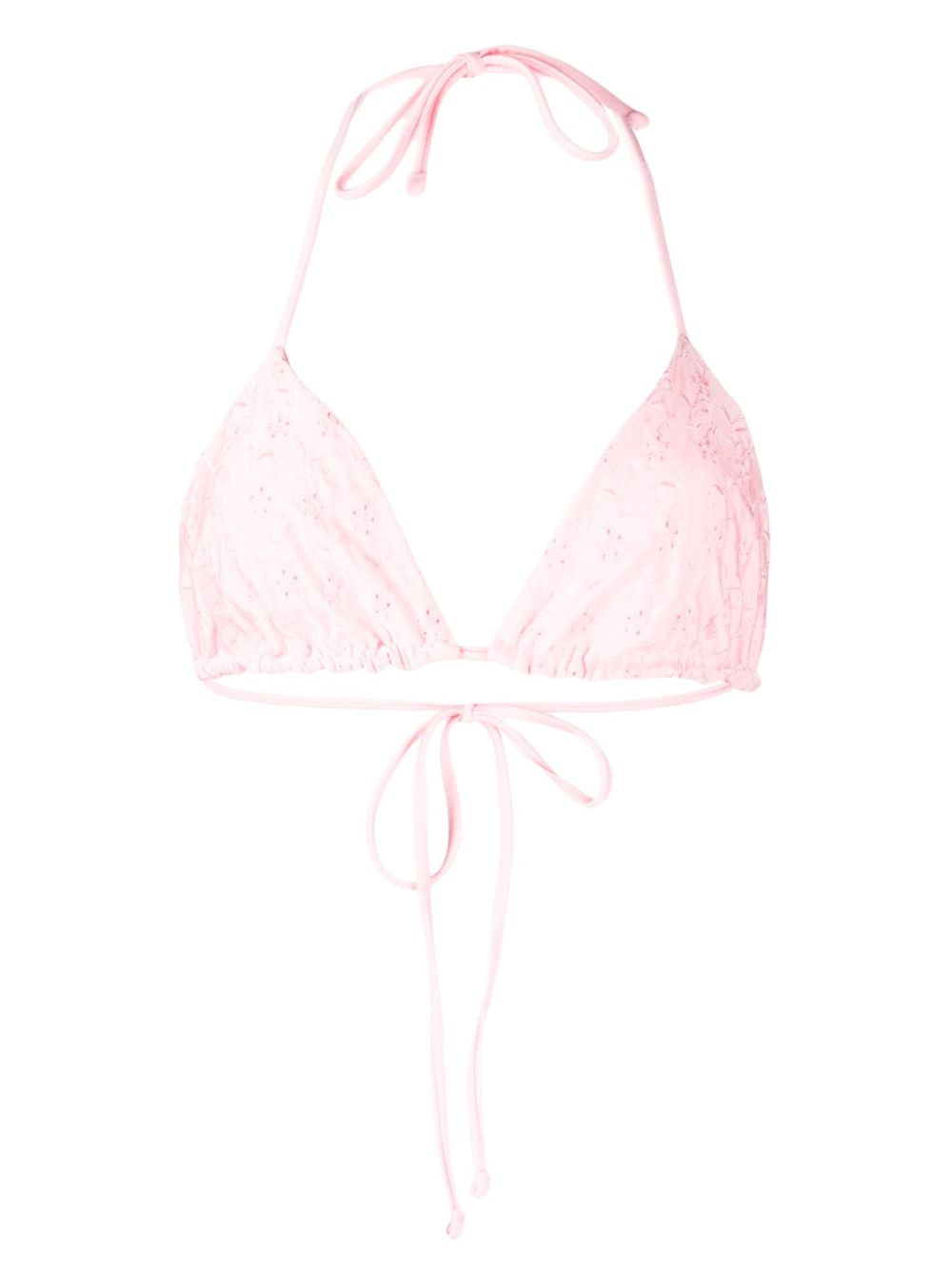 Frankies Bikinis 马德拉刺绣三角形比基尼上装 - 粉色