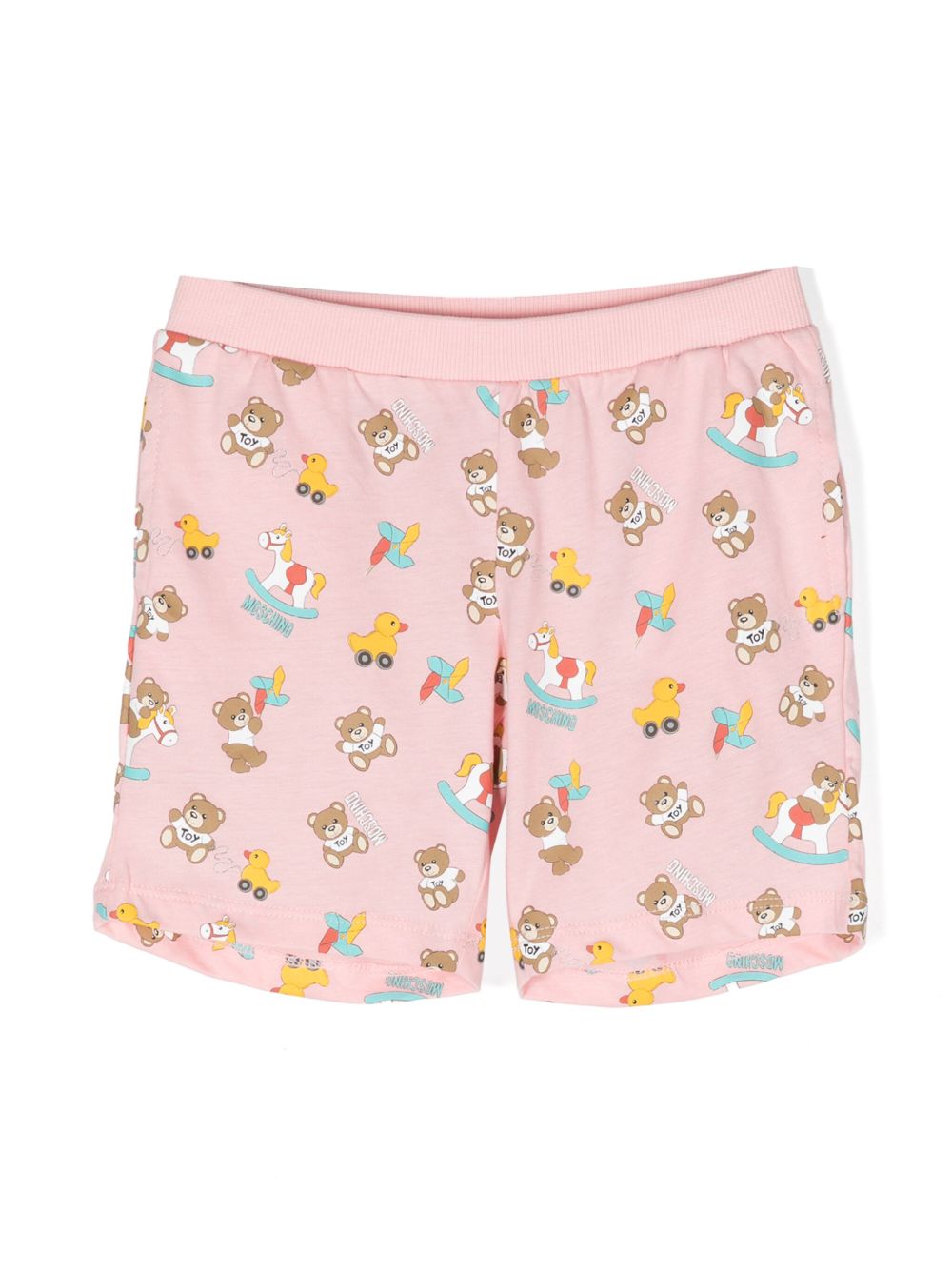 Moschino Kids Teddy Bear 印花棉短裤 - 粉色