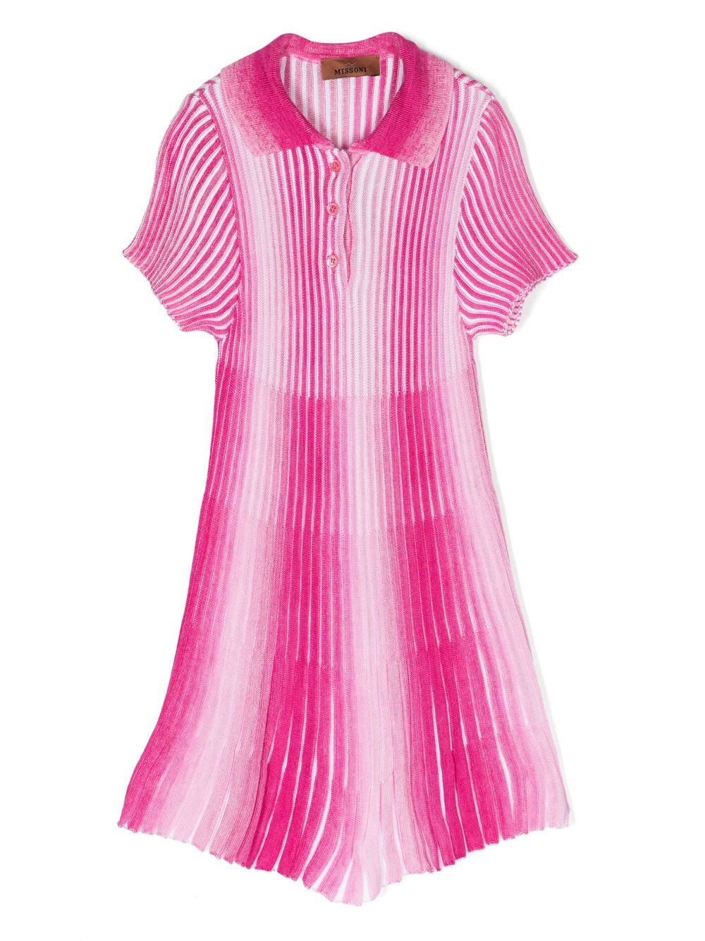 Missoni Kids 渐色效果罗纹polo领连衣裙 - 粉色