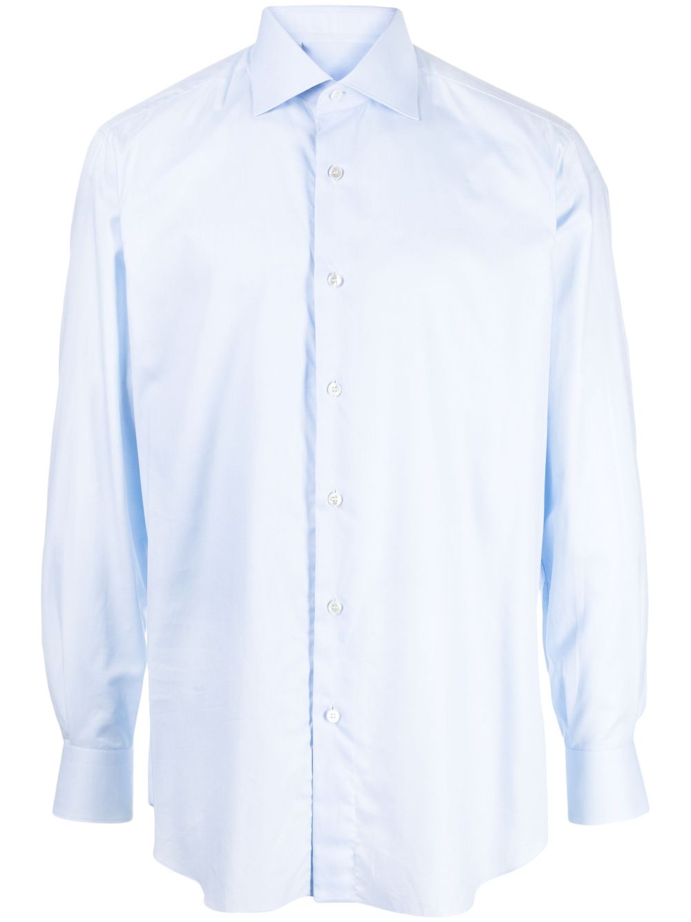 Brioni 长袖棉衬衫 - 蓝色