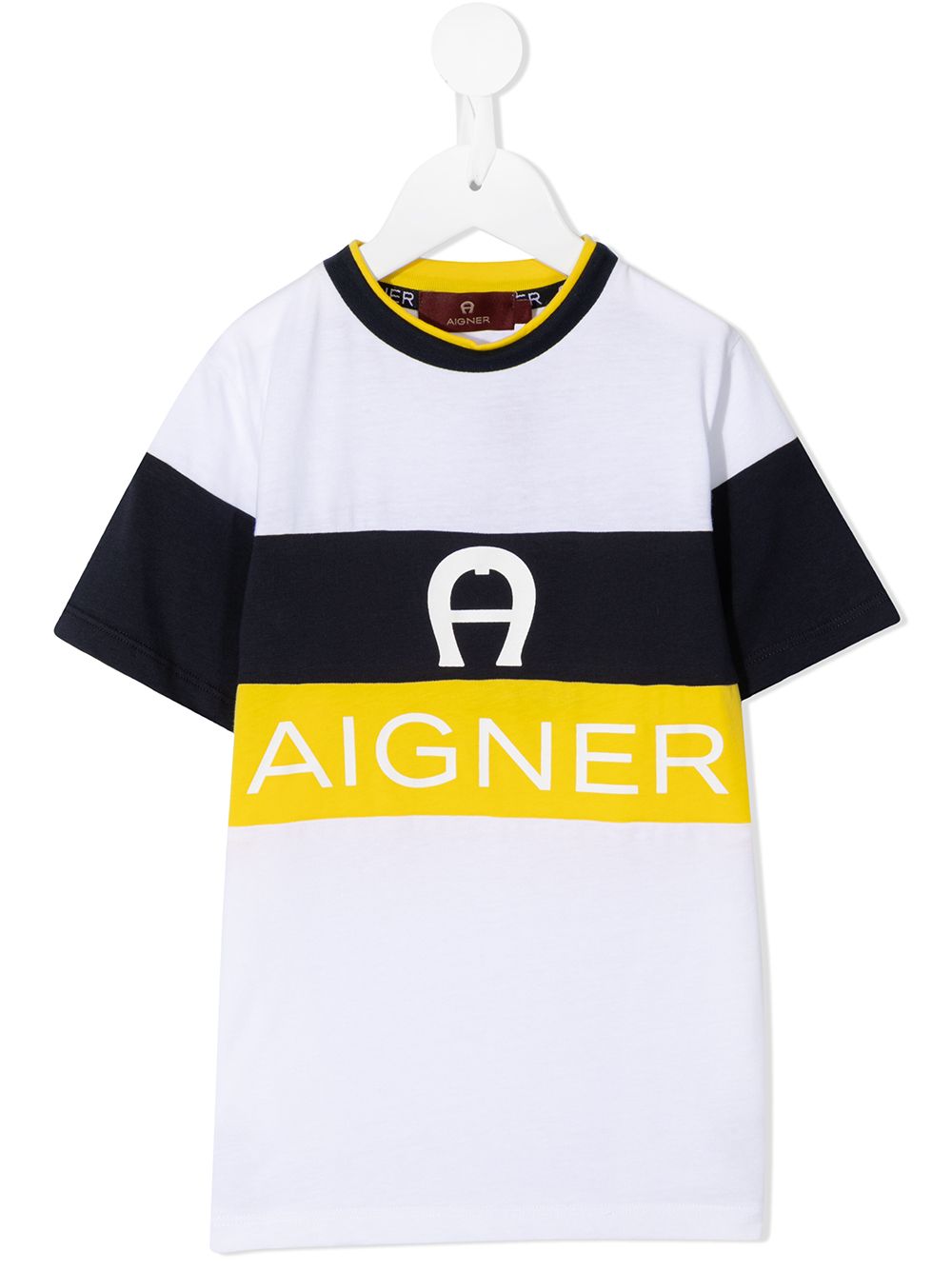 Aigner Kids logo条纹T恤 - 白色