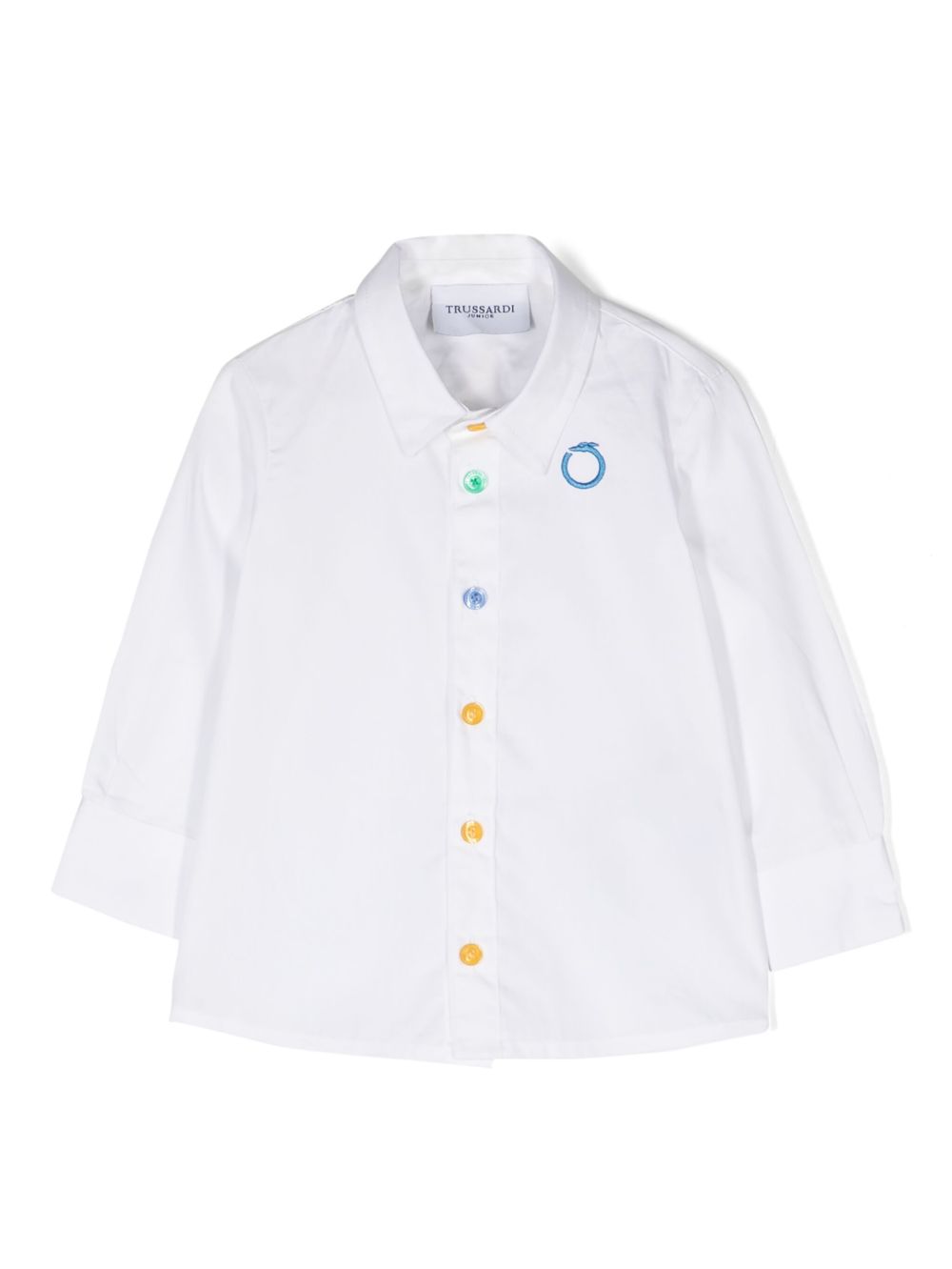 TRUSSARDI JUNIOR logo刺绣棉衬衫 - 白色