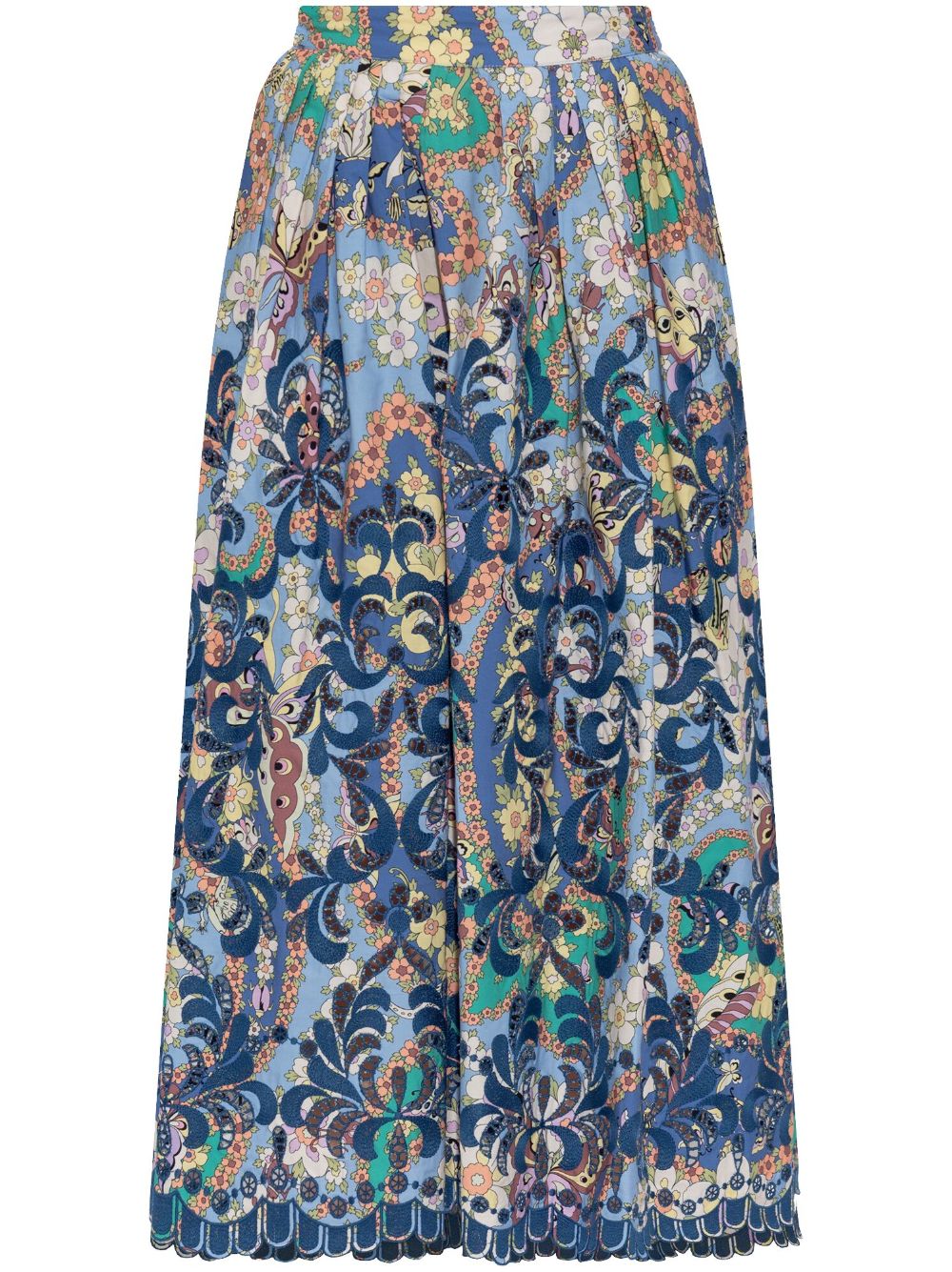 ETRO floral-print midi skirt - 蓝色