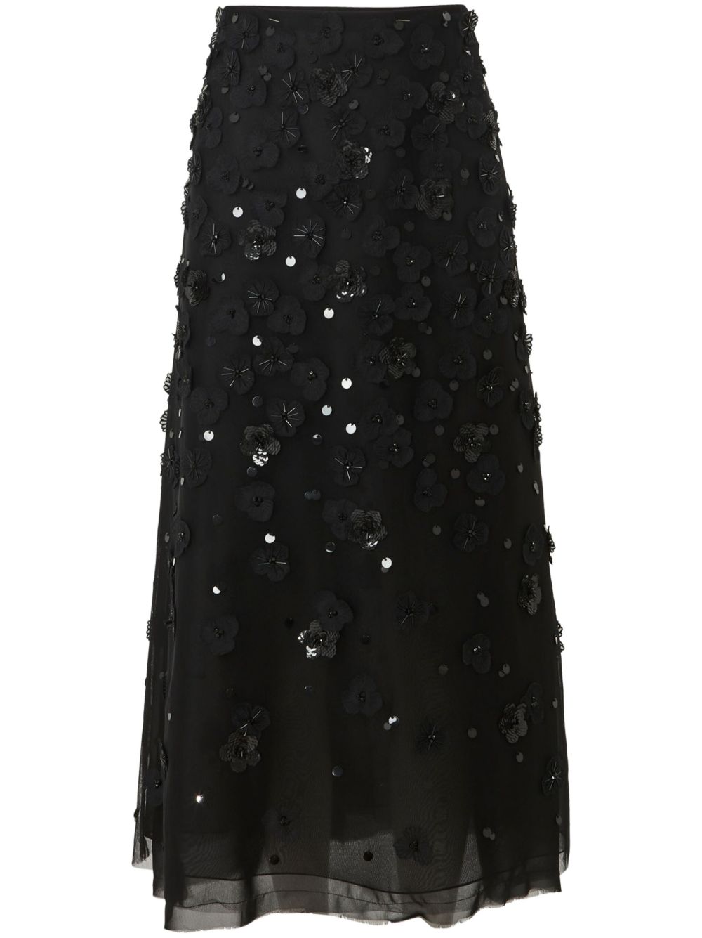 Carolina Herrera 花卉缀饰迷你半身裙 - 黑色