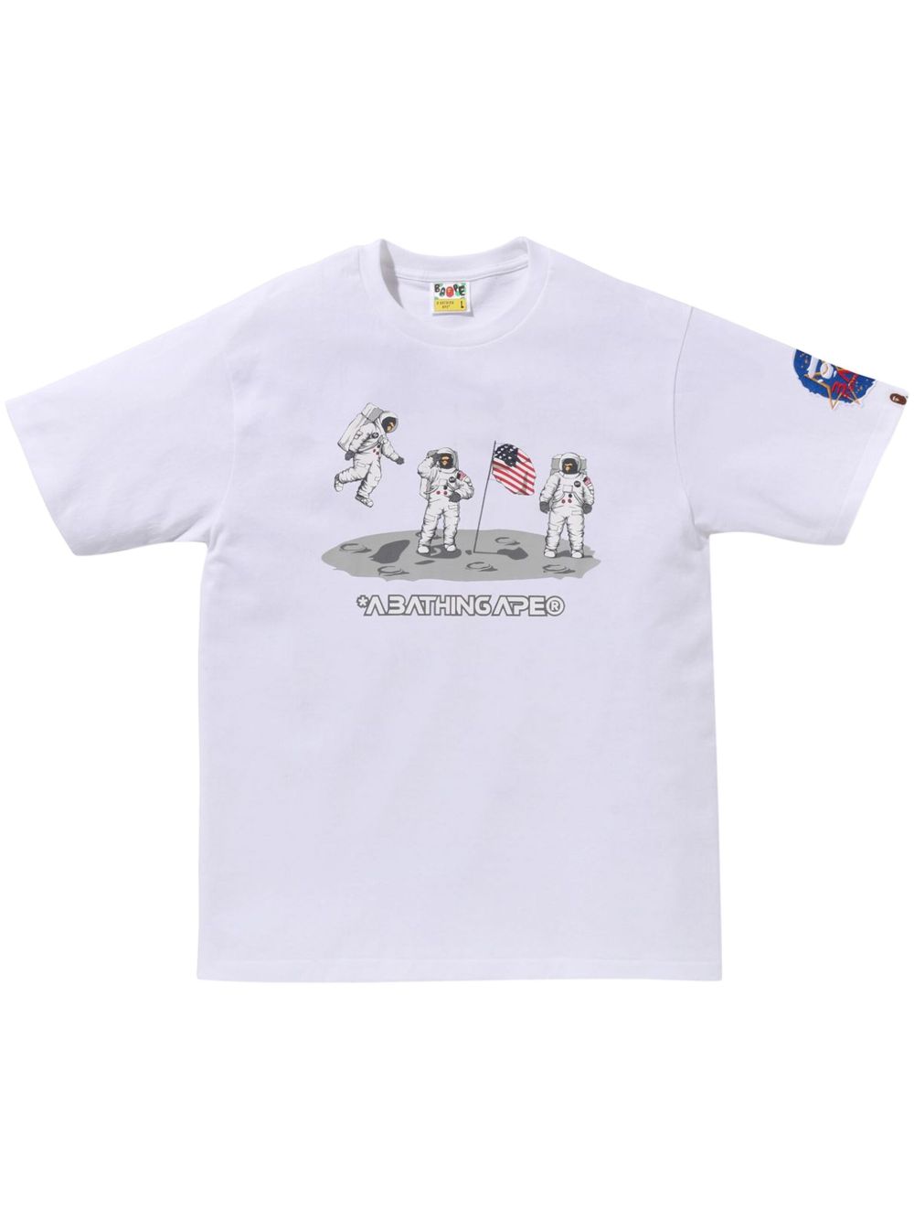 A BATHING APE® 图案印花T恤 - 白色