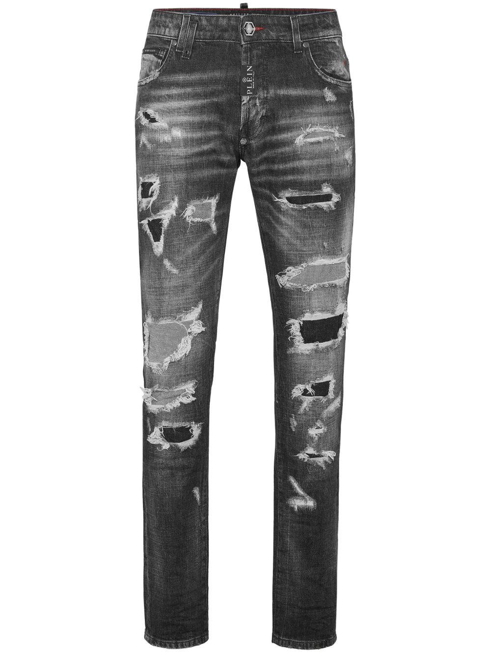 Philipp Plein 仿旧牛仔裤 - 黑色