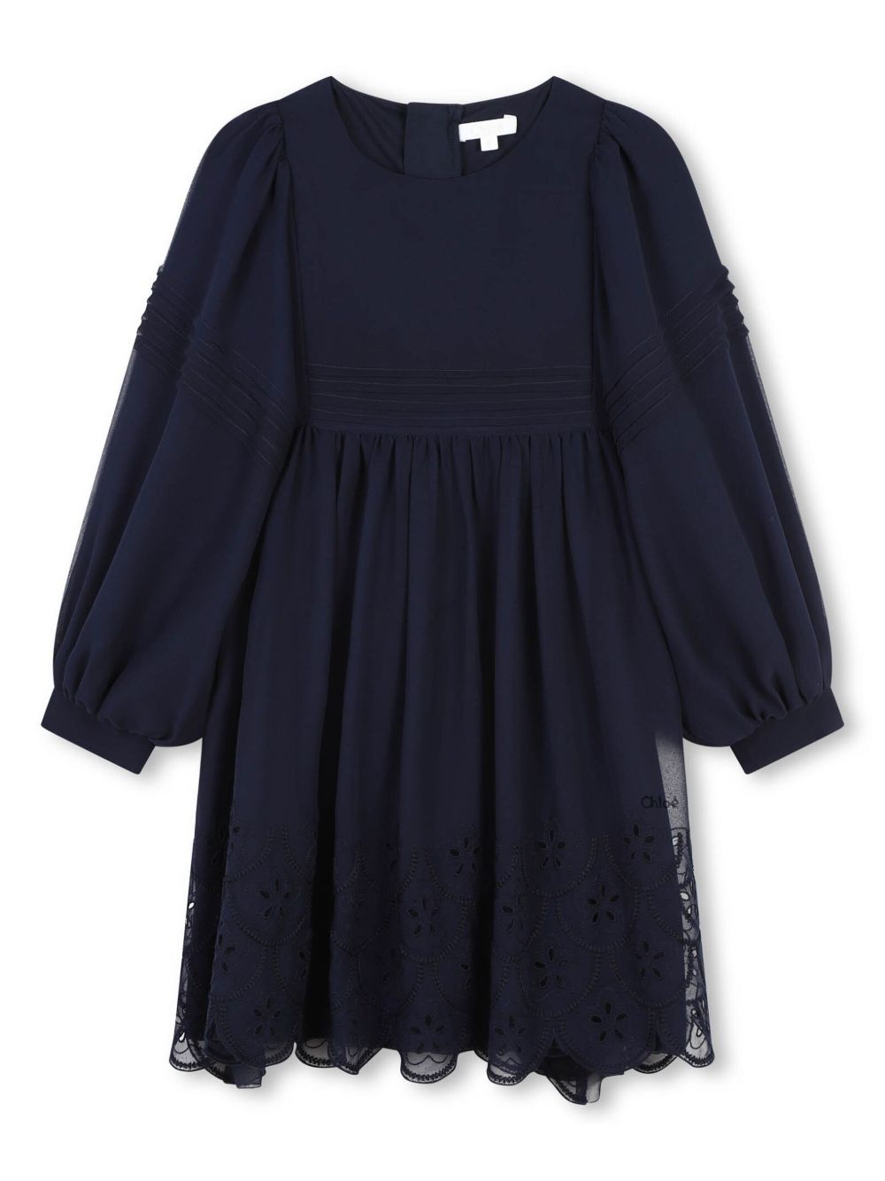 Chloé Kids 分层式真丝连衣裙 - 蓝色
