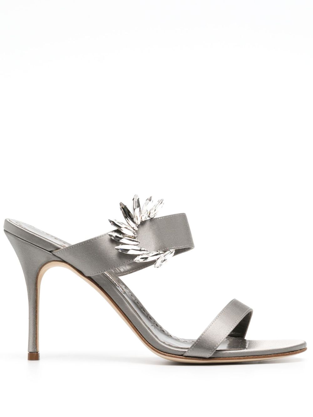 Manolo Blahnik Chivela 高跟露趾穆勒鞋 - 灰色